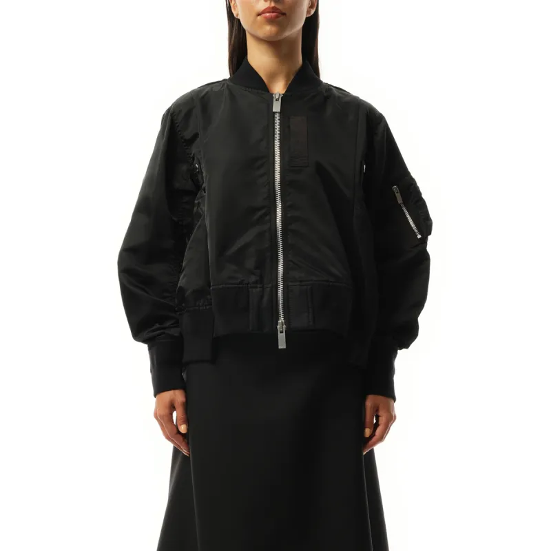 Nylon Twill Zip Blouson in Black sold by MARAIS