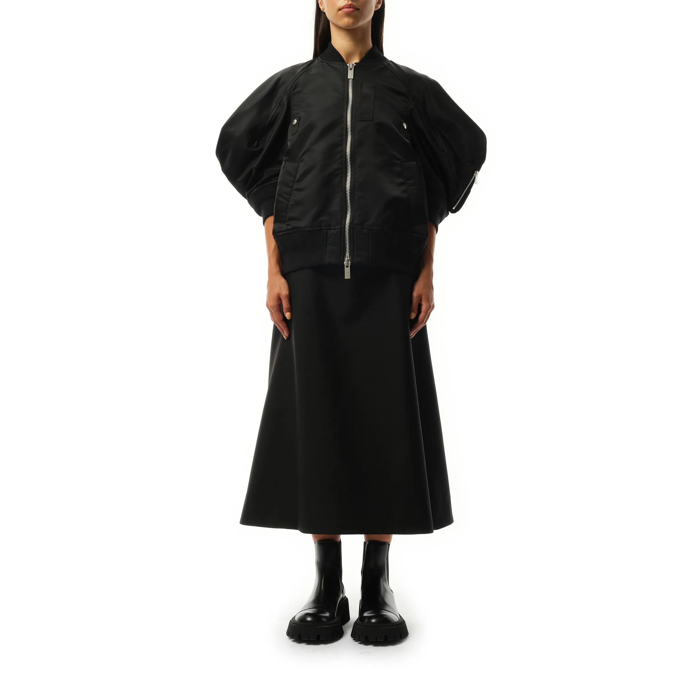 Nylon Twill Quarter Sleeve Blouson in Black sold by MARAIS product image thumbnail 4