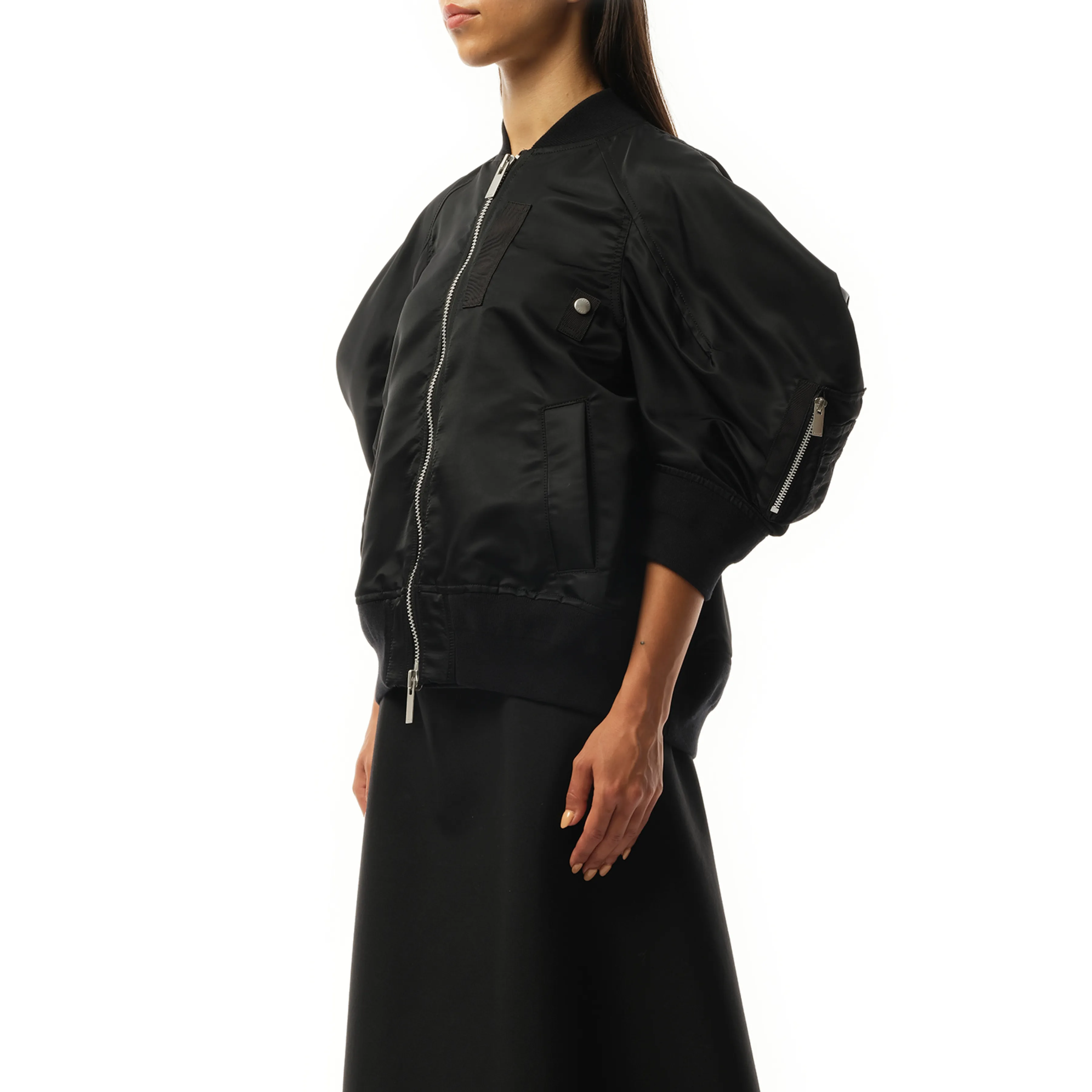 Nylon Twill Quarter Sleeve Blouson in Black sold by MARAIS product image thumbnail 5