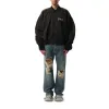 Nylon Bomber Varsity Jacket in Black sold by MARAIS