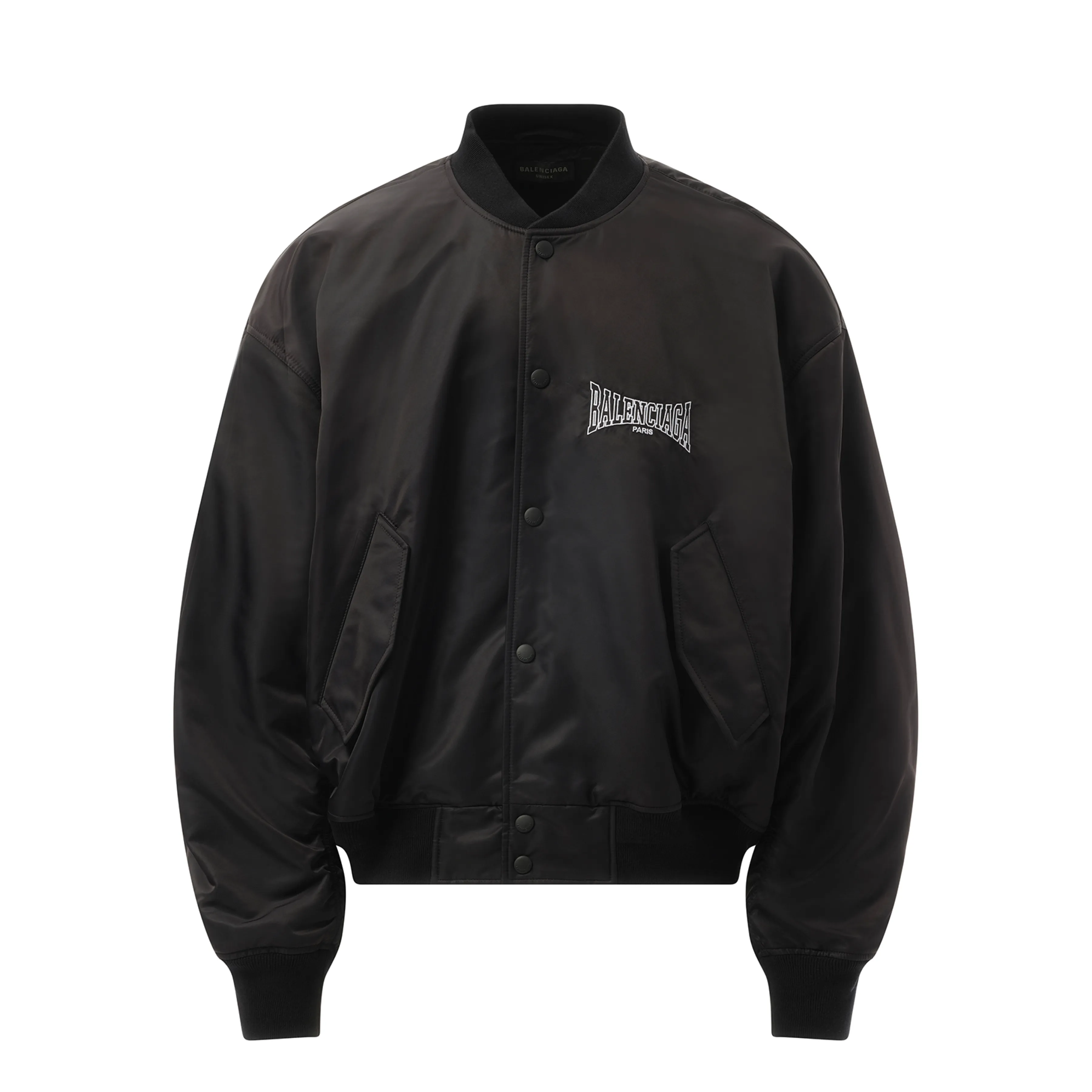 Nylon Bomber Varsity Jacket in Black sold by MARAIS product image thumbnail 2