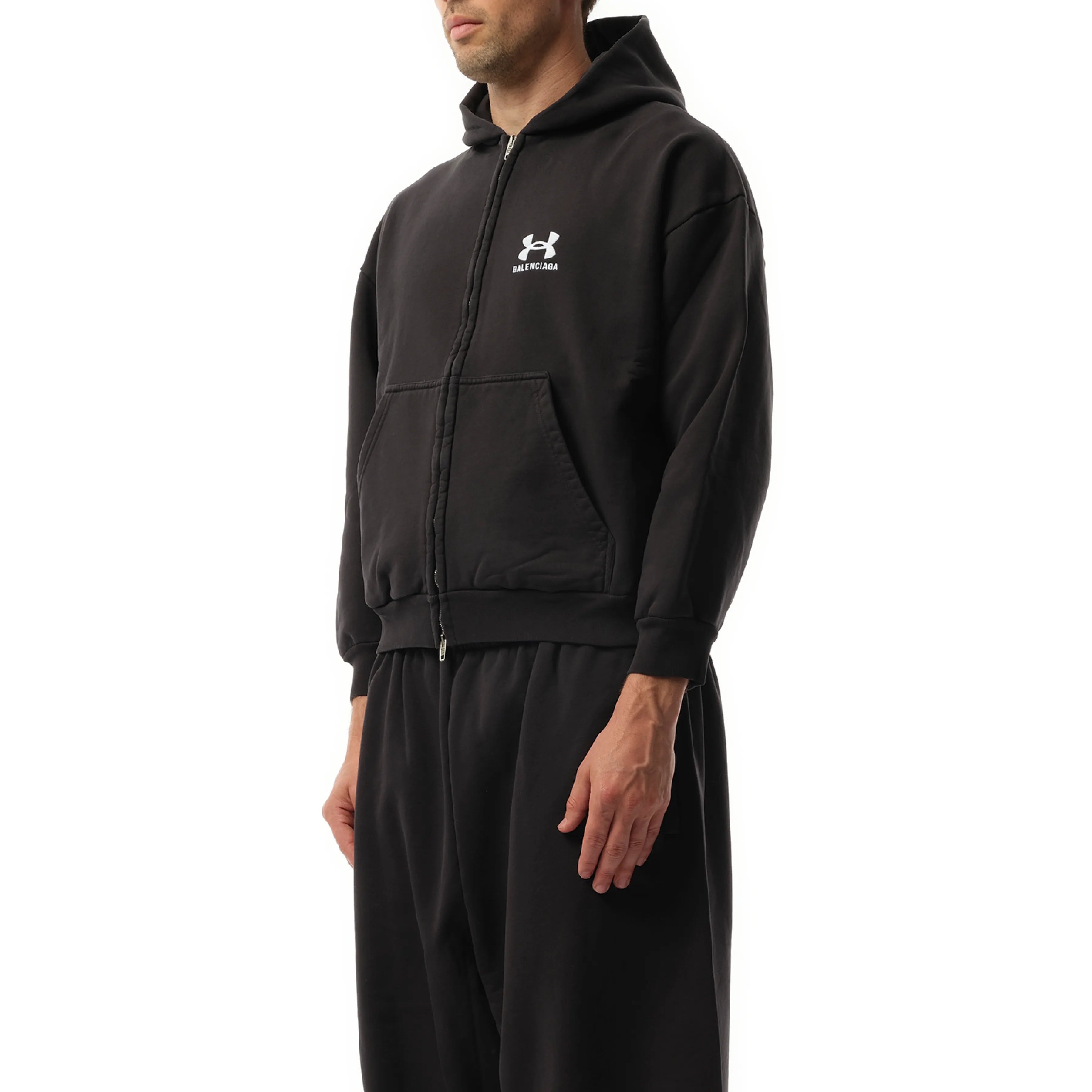 Under Armour Zip-Up Hoodie in Washed Black/White sold by MARAIS product image thumbnail 5