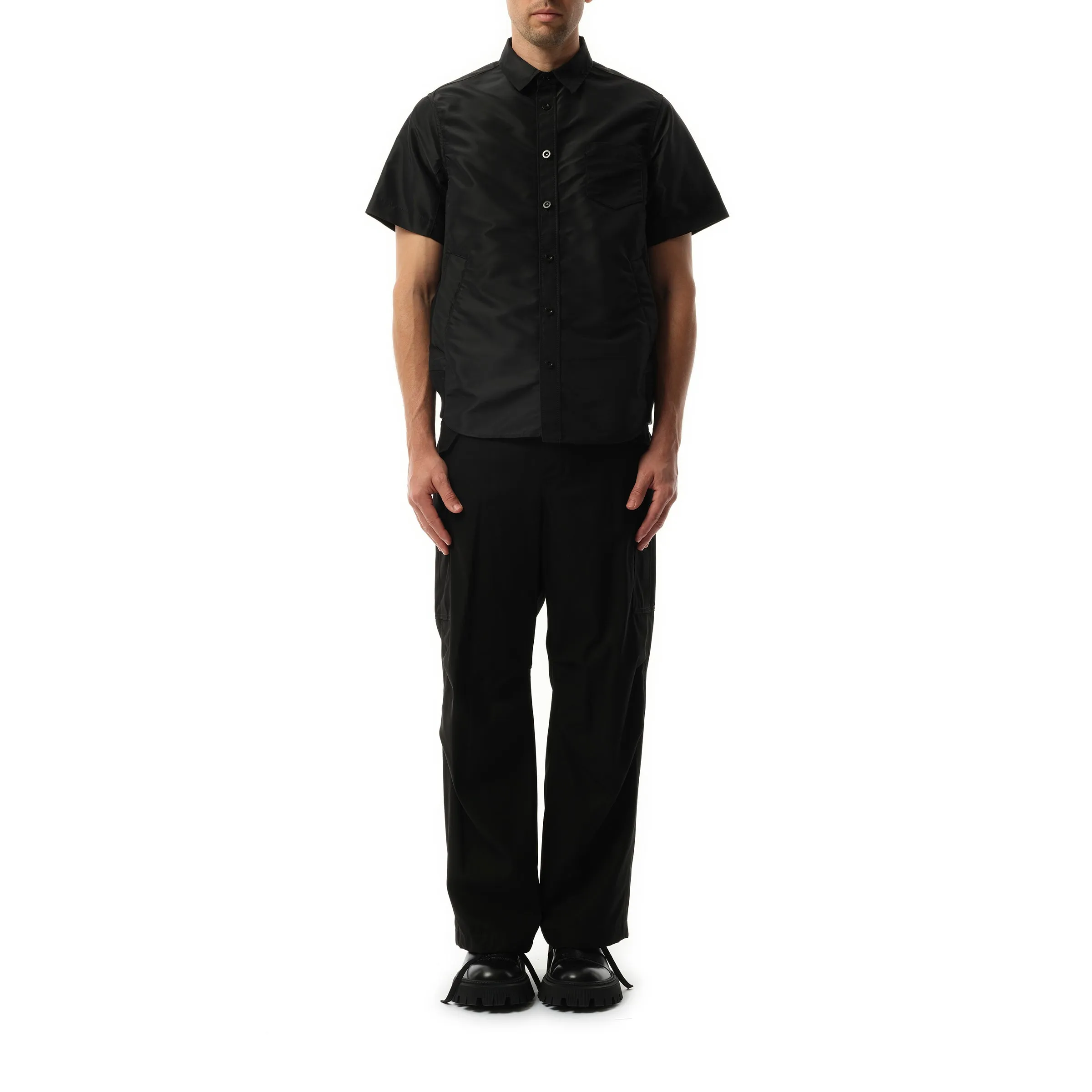 Nylon Twill Short-sleeve Shirt in Black sold by MARAIS product image thumbnail 4