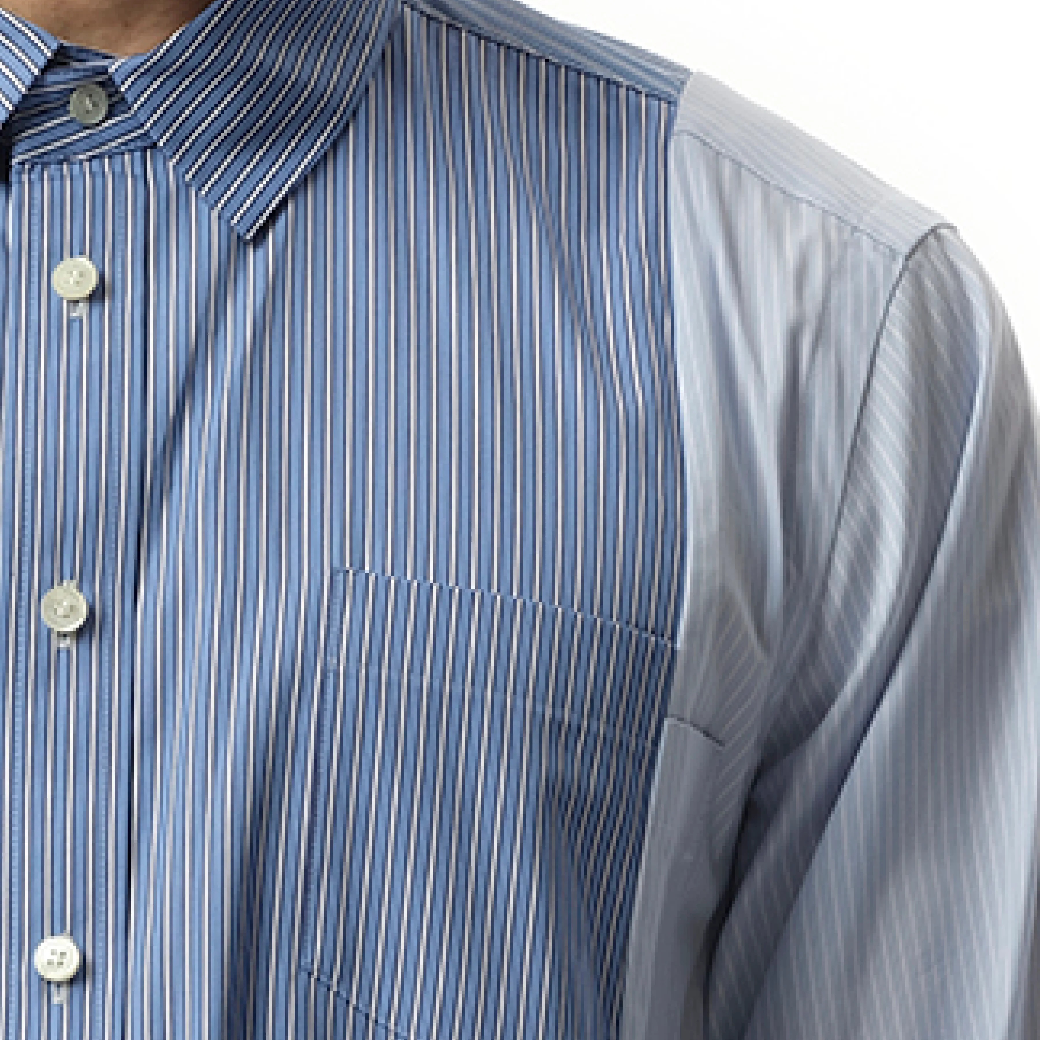 Cotton Poplin Stripe Mix Shirt in Blue sold by MARAIS product image thumbnail 3