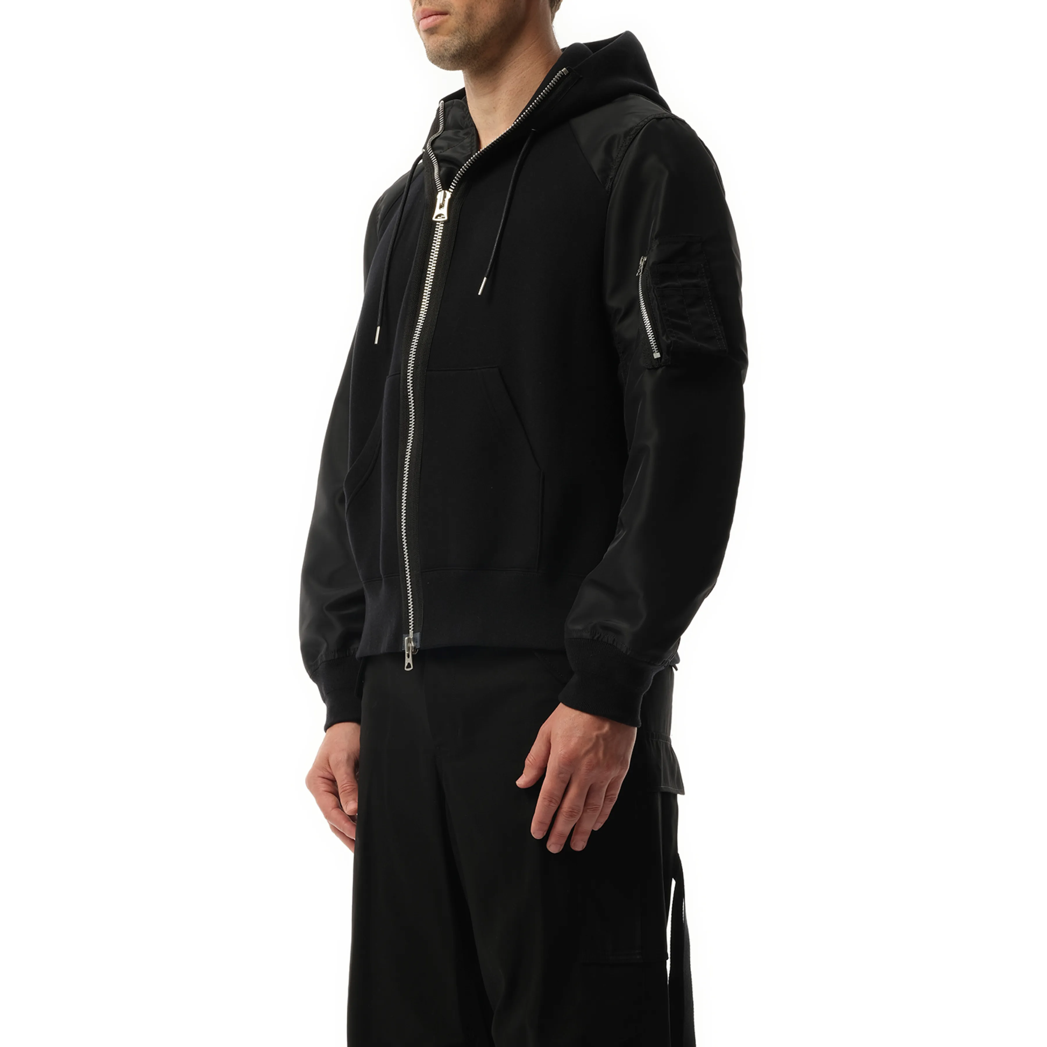 Sponge Sweat Nylon Zip Hoodie in Black sold by MARAIS product image thumbnail 5