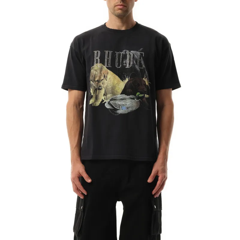 Rhinestone Hunting Dog T-Shirt in Vintage Black sold by MARAIS