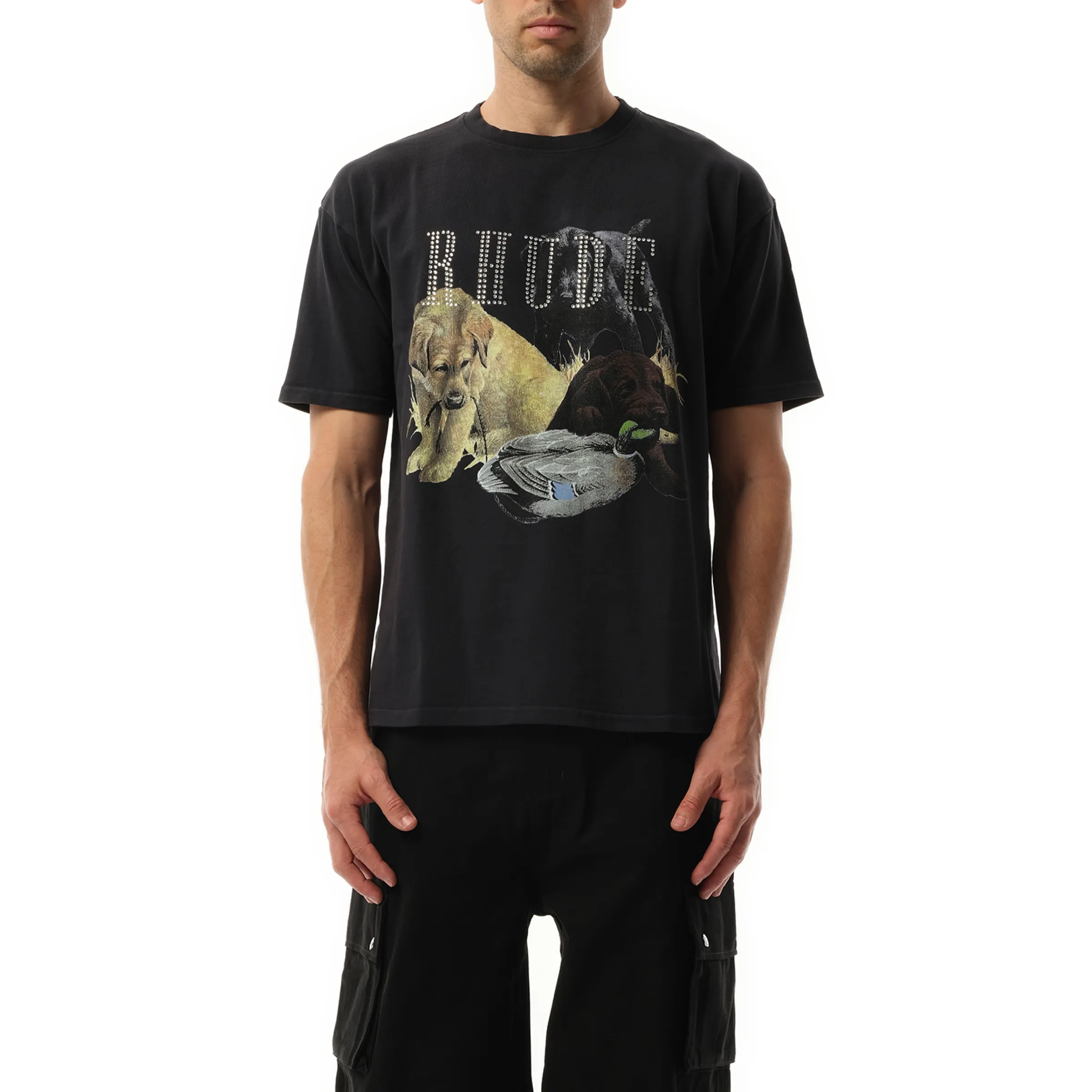 Rhinestone Hunting Dog T-Shirt in Vintage Black sold by MARAIS