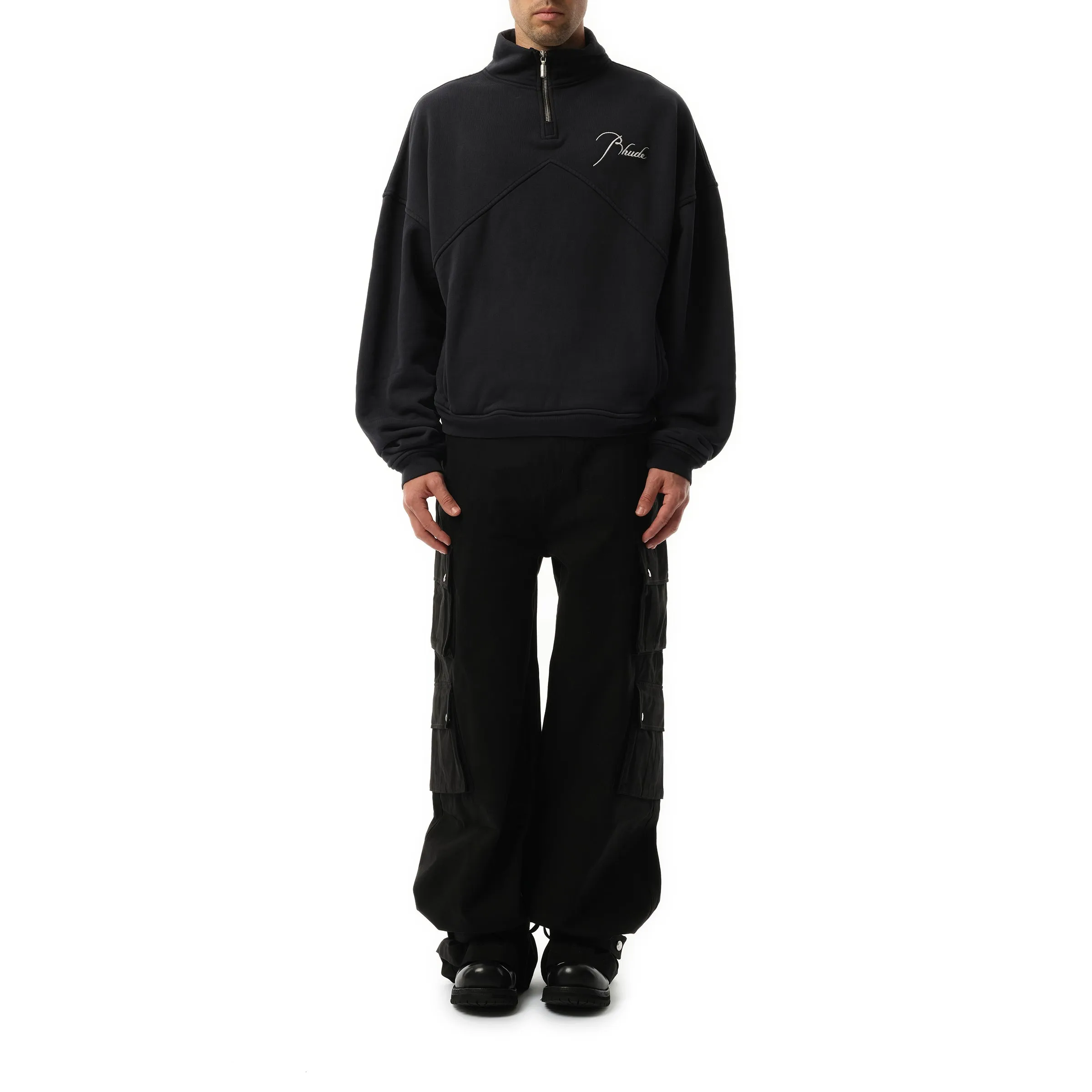Rhude Quarter Zip Sweatshirt in Vintage Black sold by MARAIS product image thumbnail 4