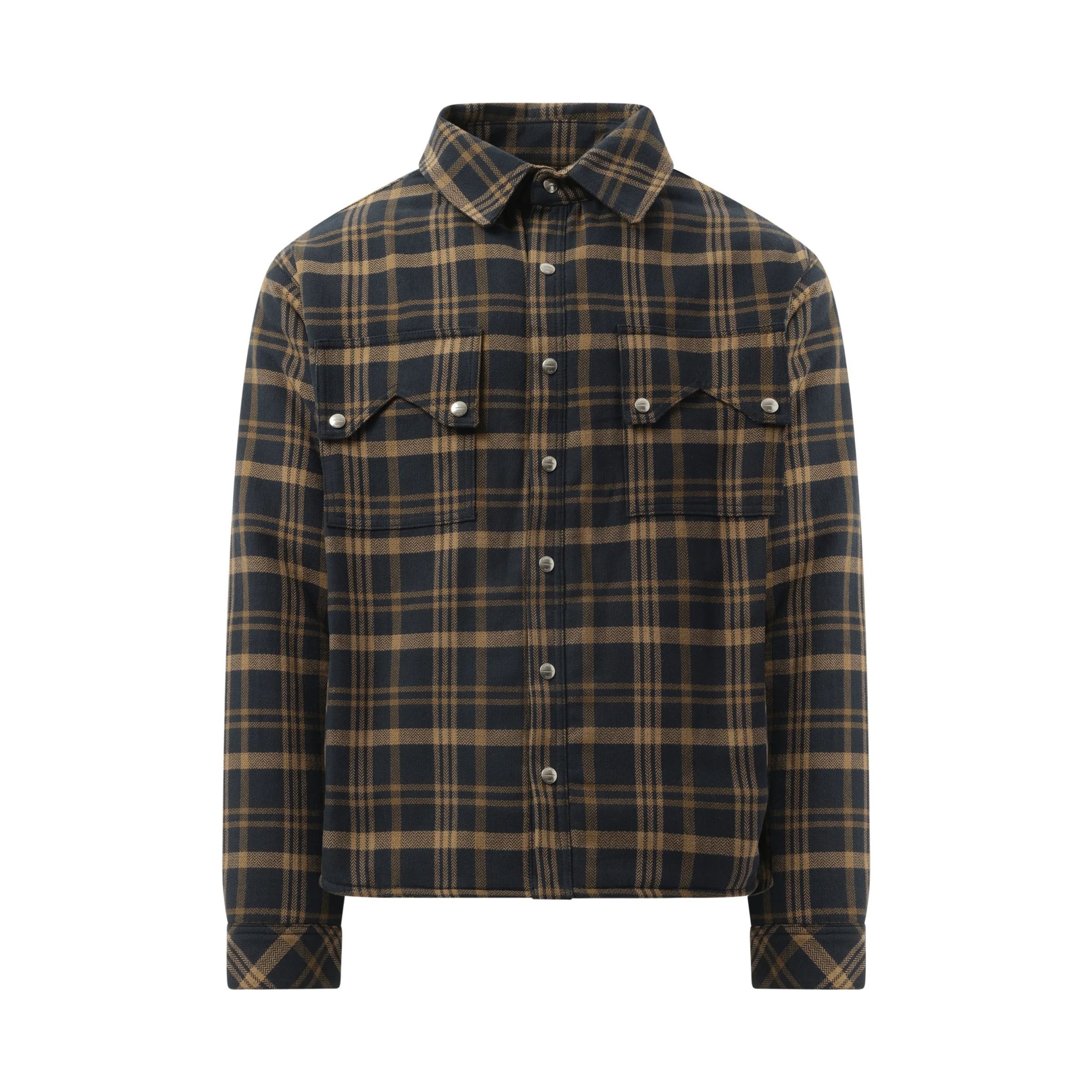 Flannel Sherpa Overshirt in Brown/Black sold by MARAIS product image thumbnail 2