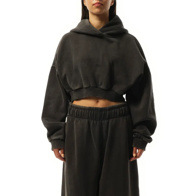 Cropped Heavy Hood in Washed Black sold by MARAIS