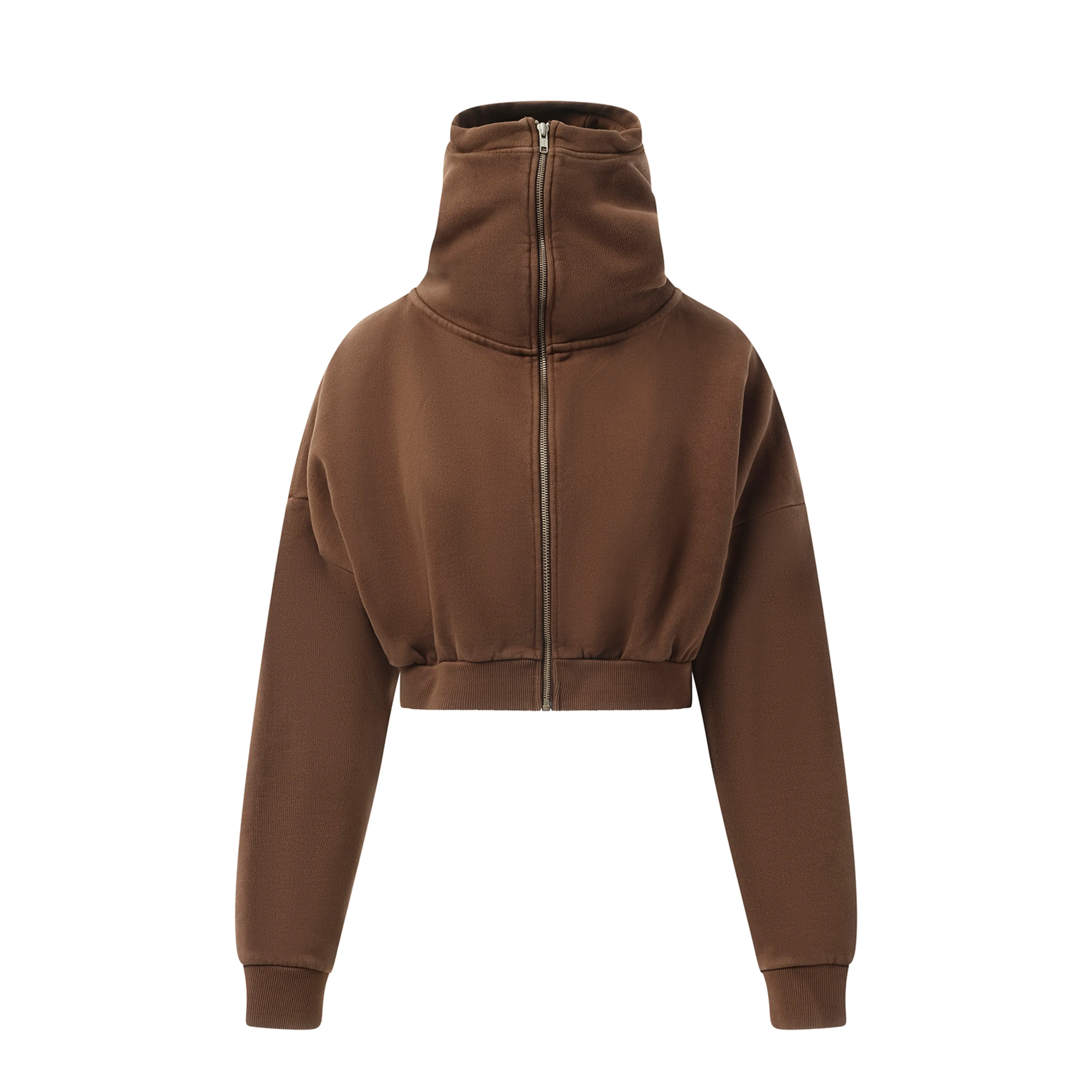 Cropped Full Zip Hoodie in Brunette sold by MARAIS product image thumbnail 2