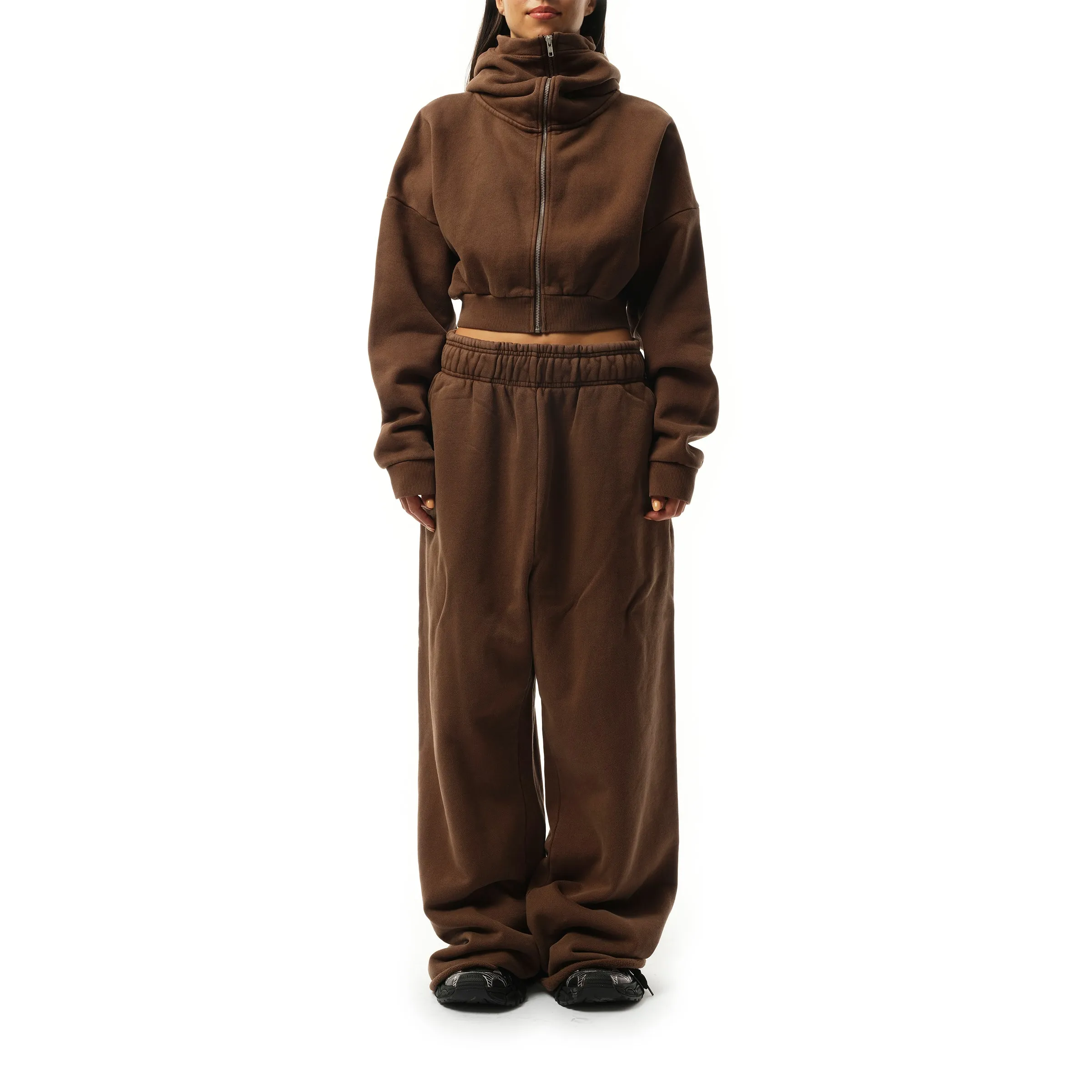 Cropped Full Zip Hoodie in Brunette sold by MARAIS product image thumbnail 4