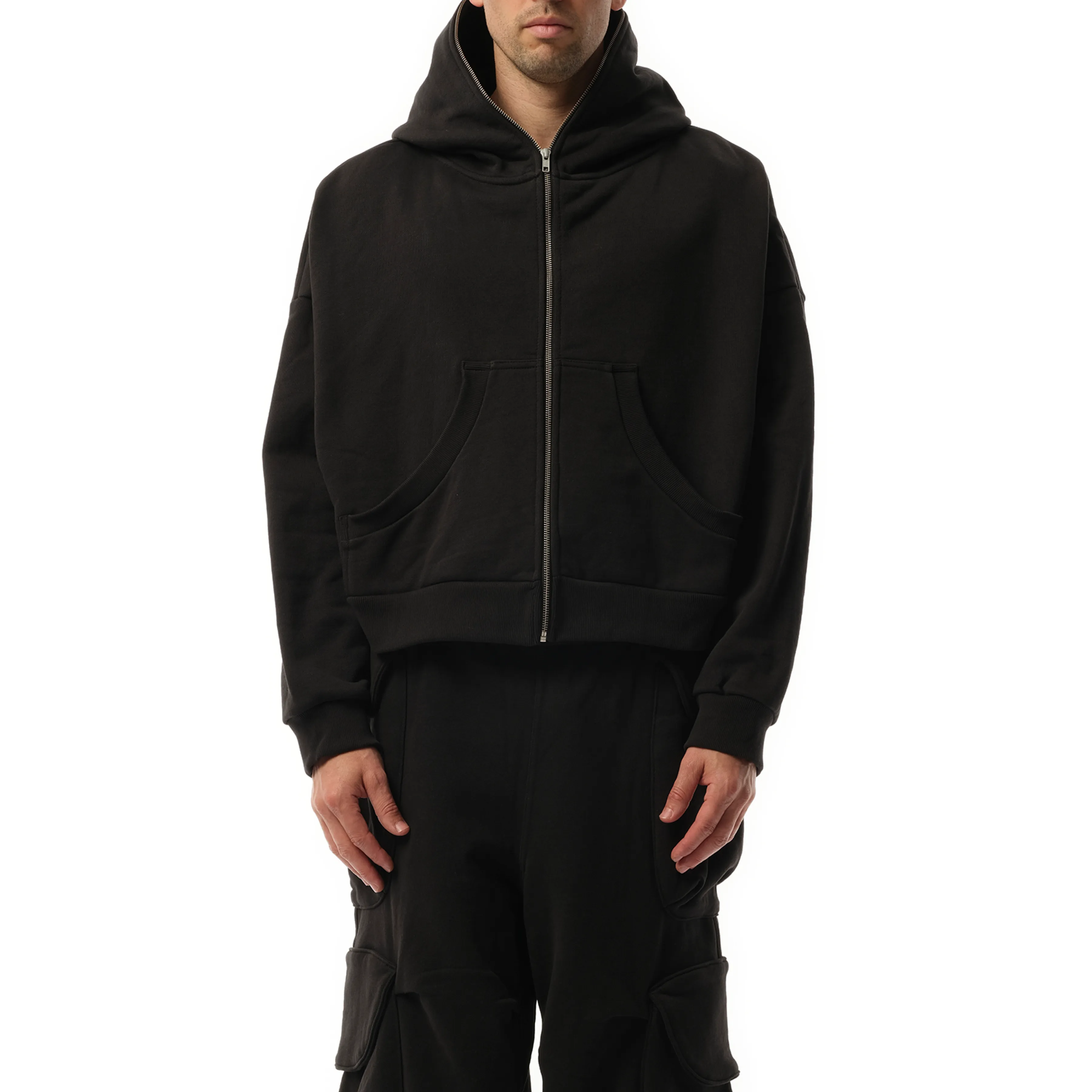 Eternal Zip Hoodie in Soot sold by MARAIS