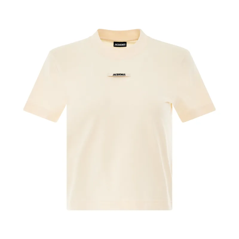 Gros Grain Logo T-Shirt in Light Beige made by Jacquemus