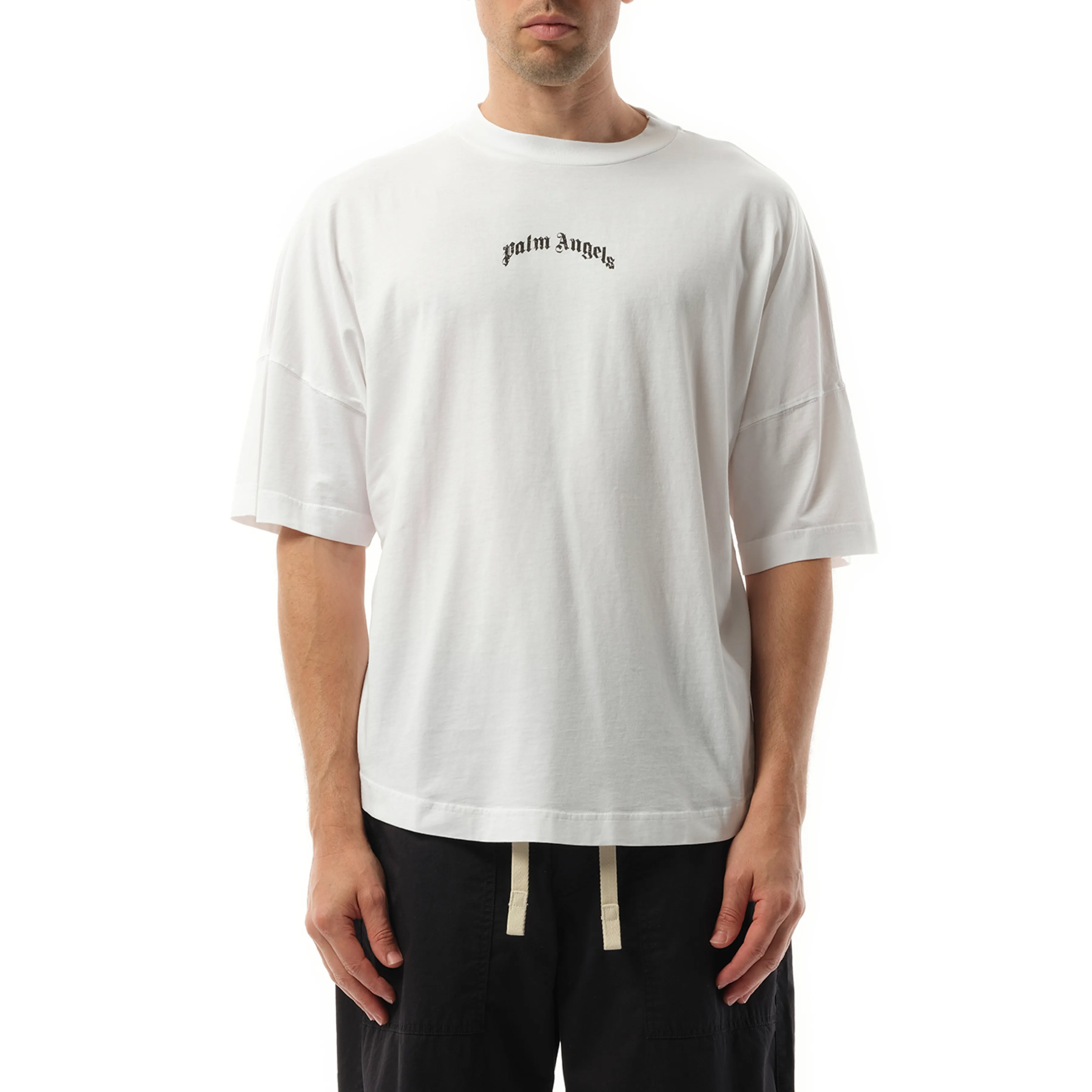 Back Curved Logo Over T-Shirt in Off White/Black sold by MARAIS