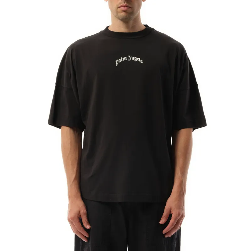 Back Curved Logo Over T-Shirt in Black/Off White sold by MARAIS