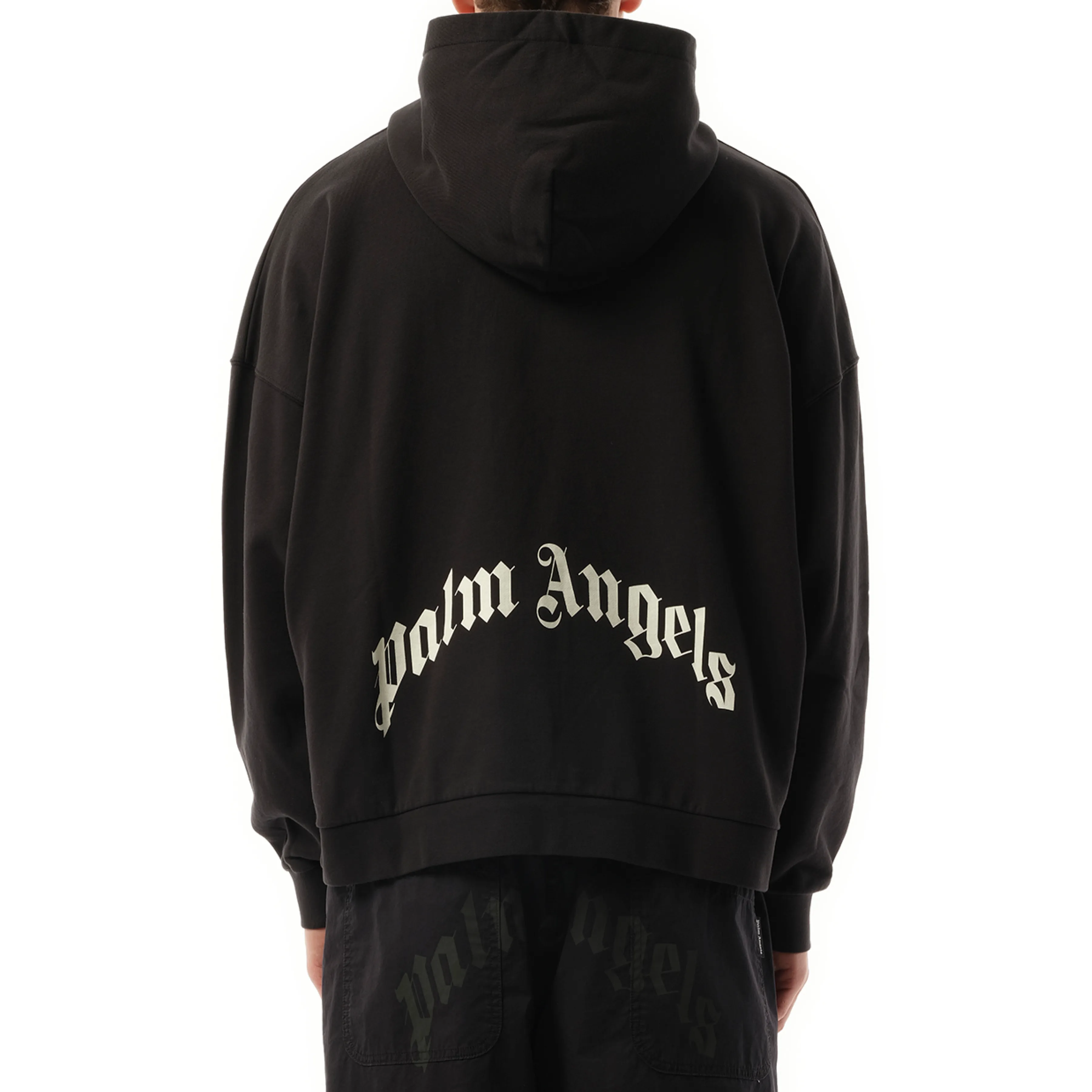 Curved Logo Zipped Hoodie in Black/Off White sold by MARAIS product image thumbnail 5