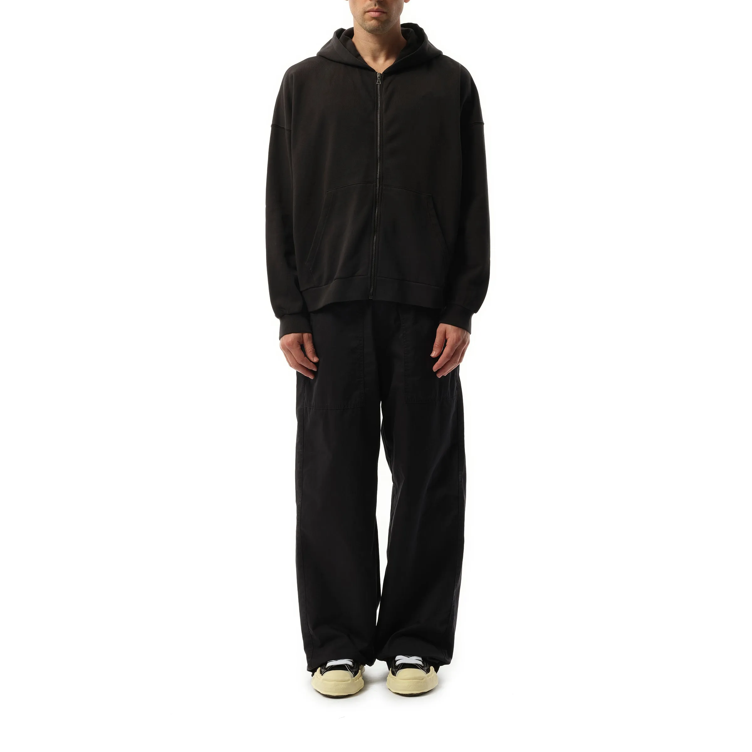 Curved Logo Zipped Hoodie in Black/Off White sold by MARAIS product image thumbnail 4