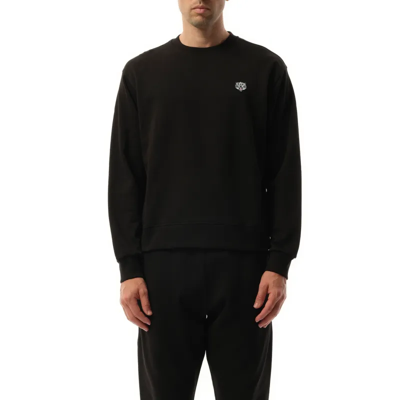Kenzo Happy Tiger Embroidered Classic Sweatshirt in Black sold by MARAIS