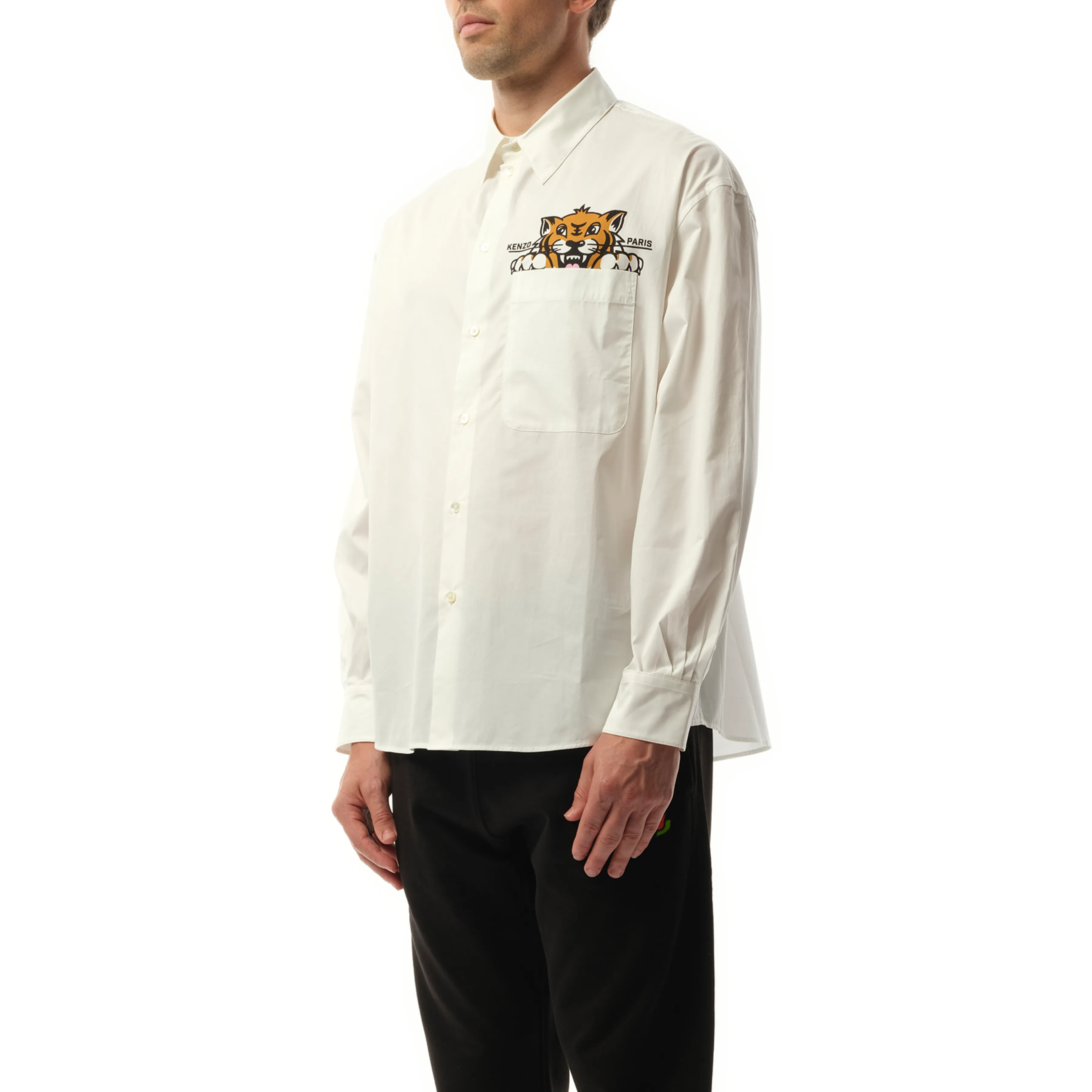 Kenzo Happy Tiger Pocket Casual Shirt in White sold by MARAIS product image thumbnail 5