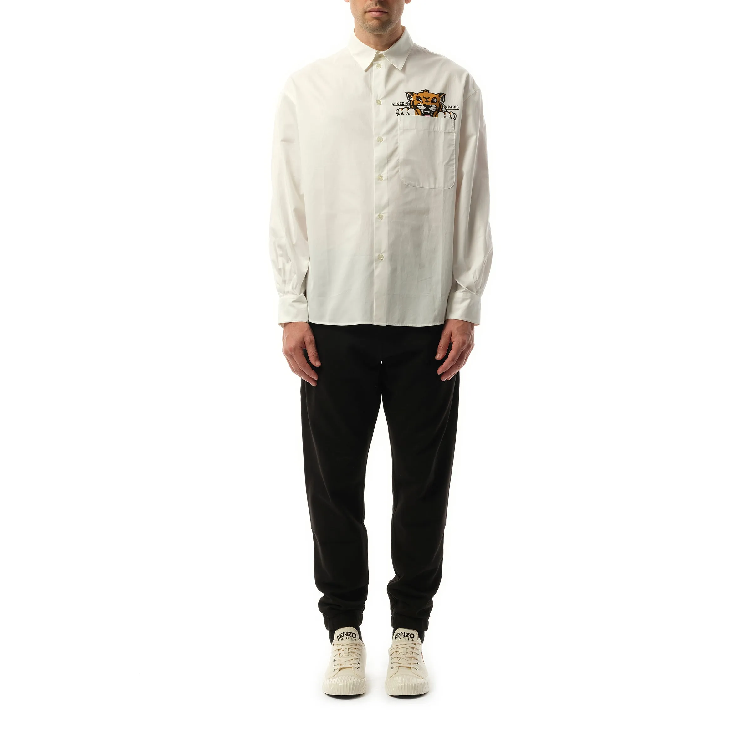 Kenzo Happy Tiger Pocket Casual Shirt in White sold by MARAIS product image thumbnail 4