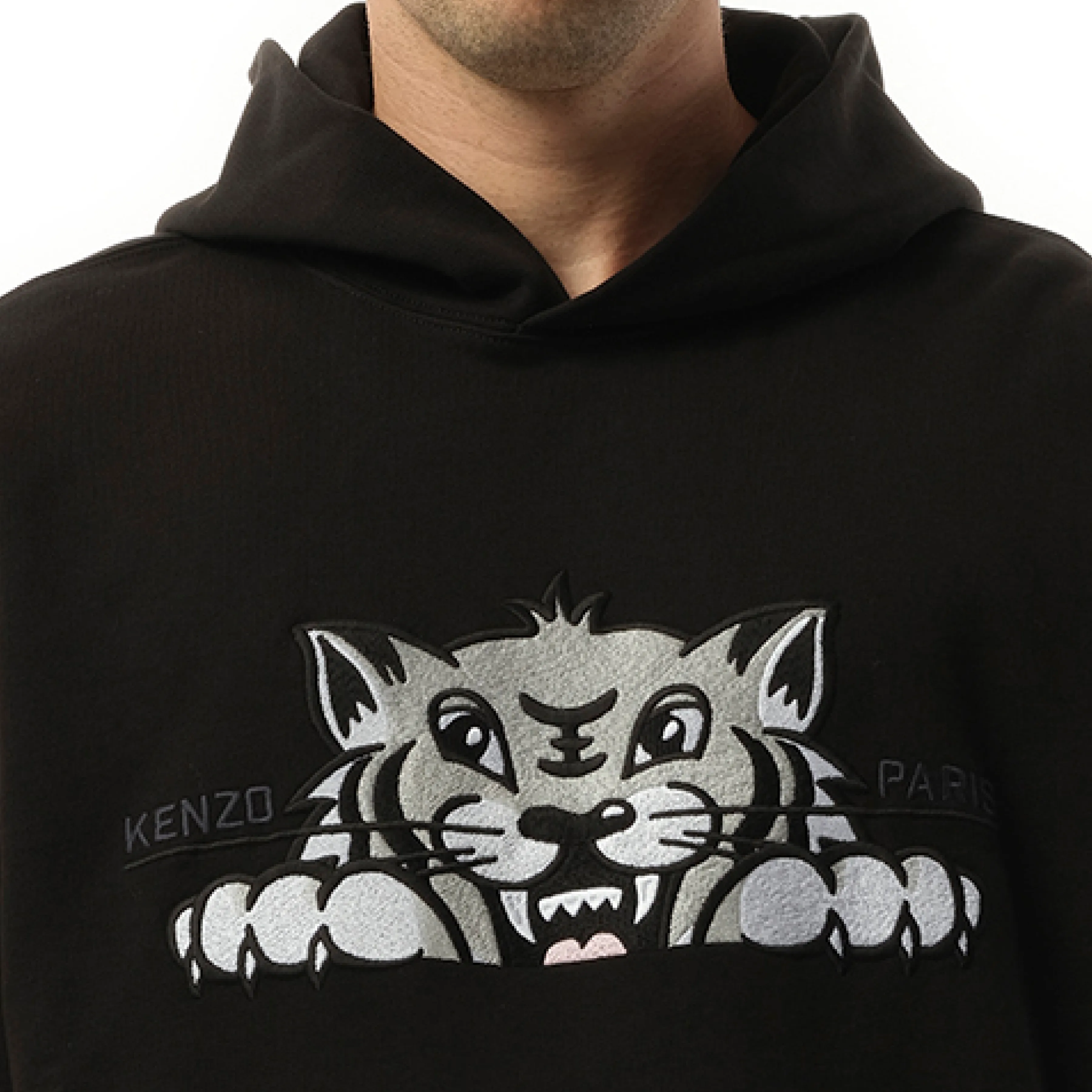 Kenzo Happy Tiger Embroidered Classic Hoodie in Black sold by MARAIS product image thumbnail 3