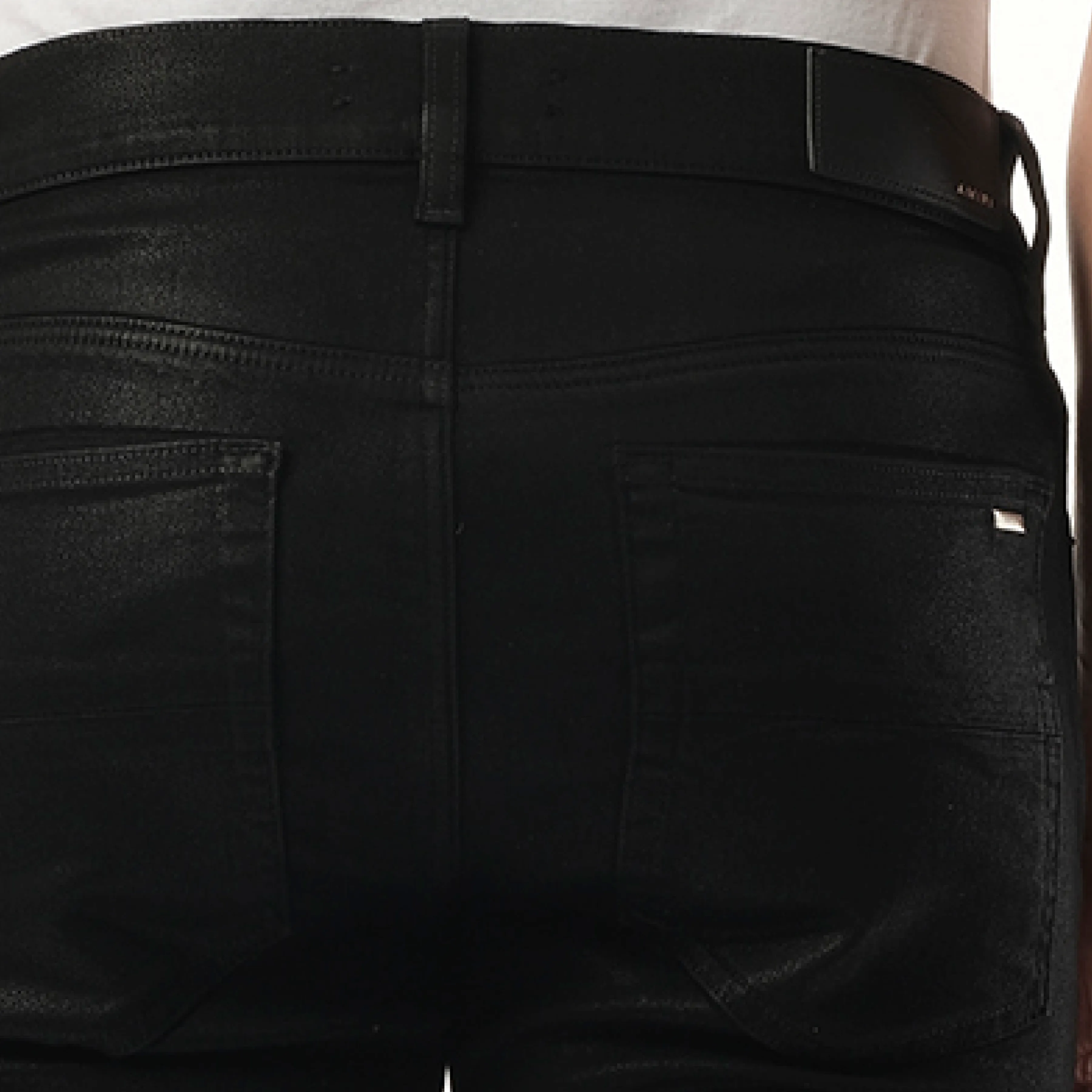 Waxed Staggered Logo Skinny Jeans in Black Wax sold by MARAIS product image thumbnail 3