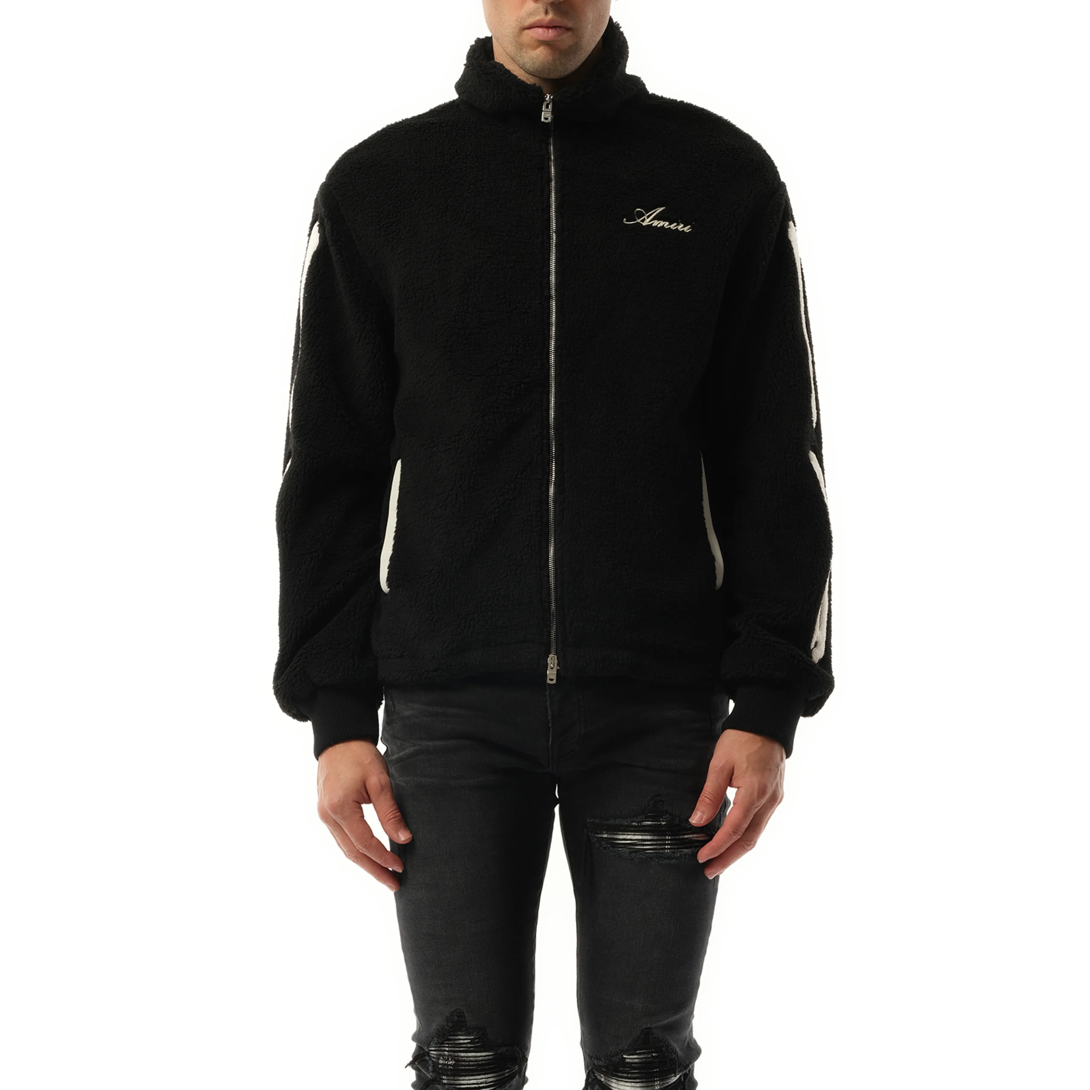 Bones Fleece Jacket in Black sold by MARAIS