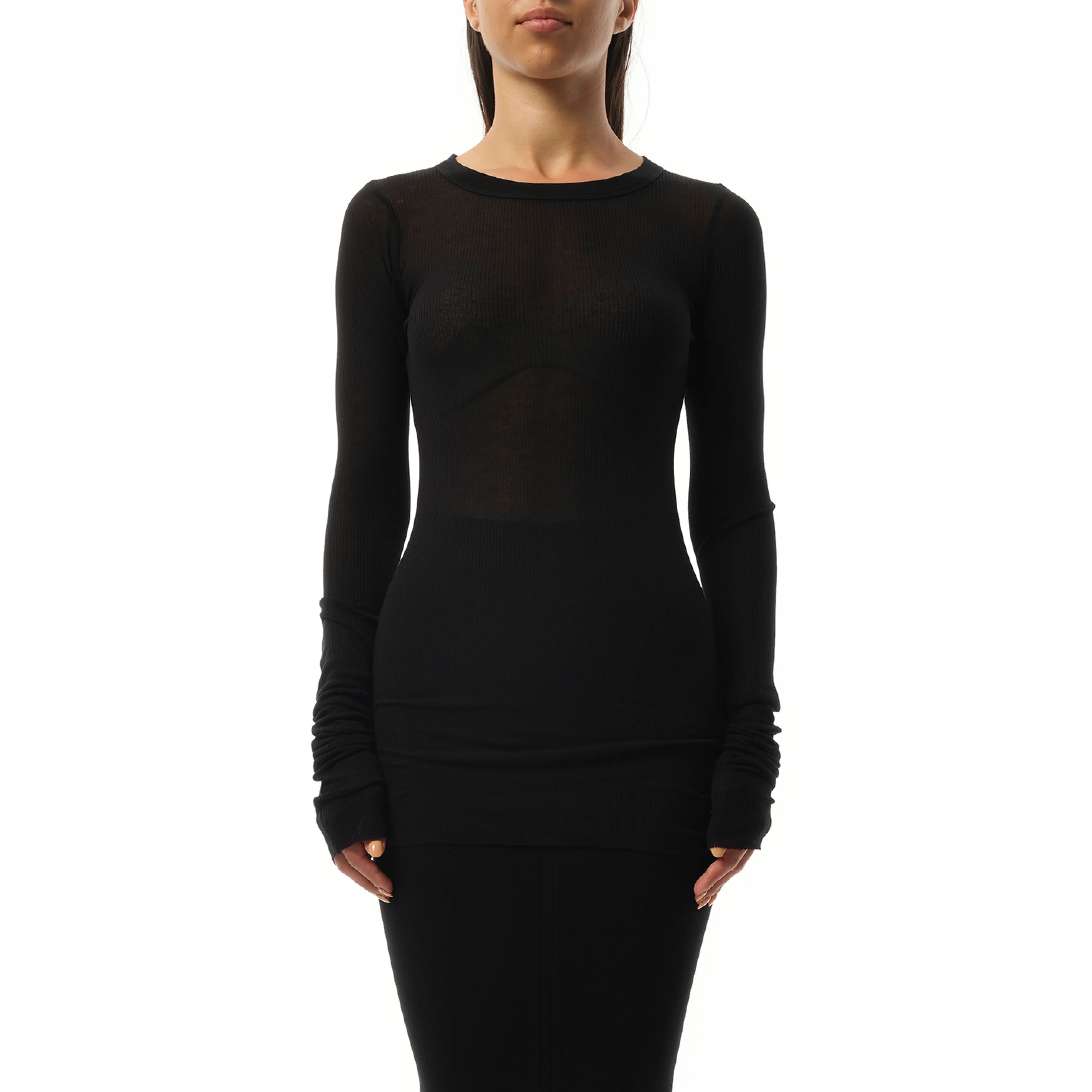 Rib Long Sleeve T-Shirt in Black sold by MARAIS
