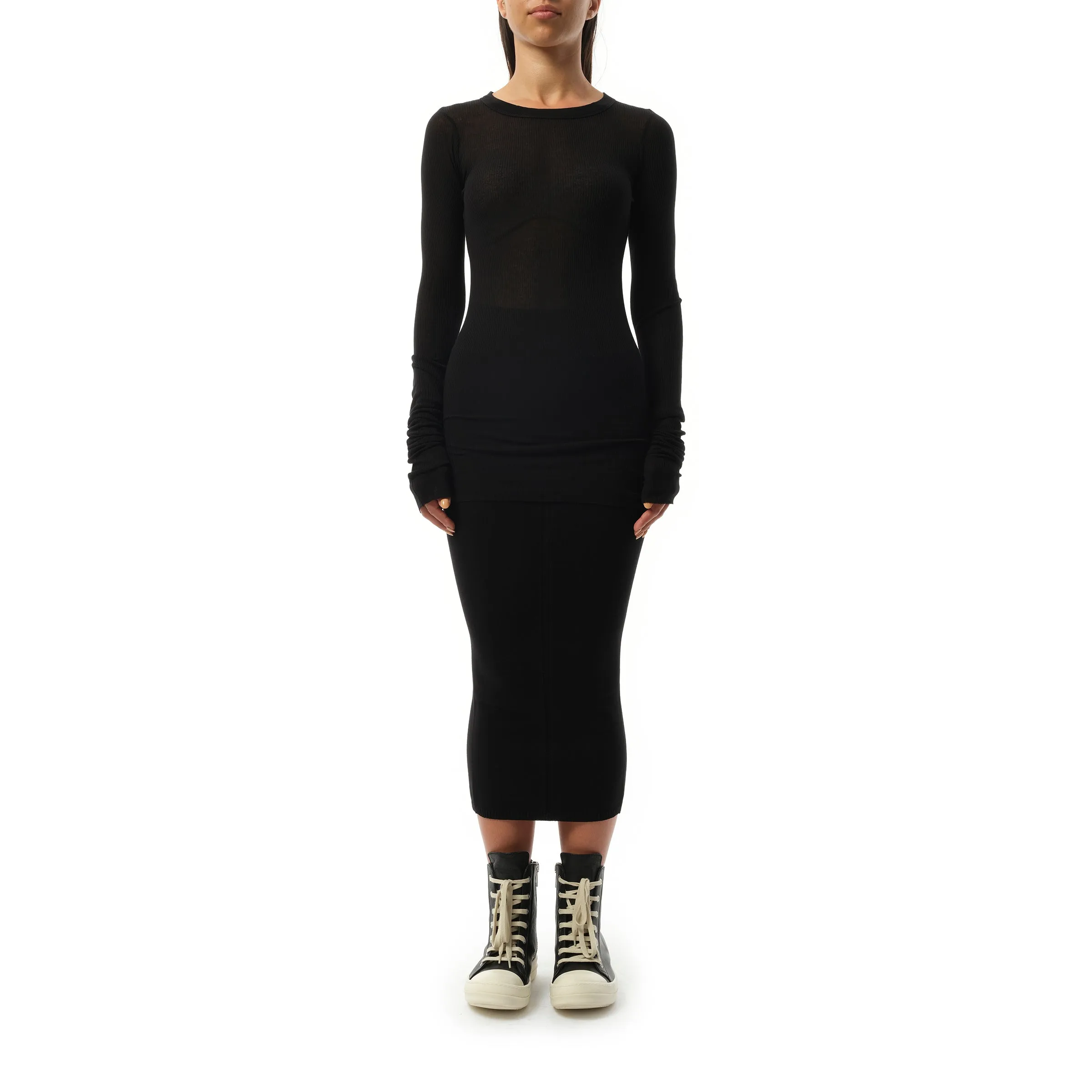 Rib Long Sleeve T-Shirt in Black sold by MARAIS product image thumbnail 4