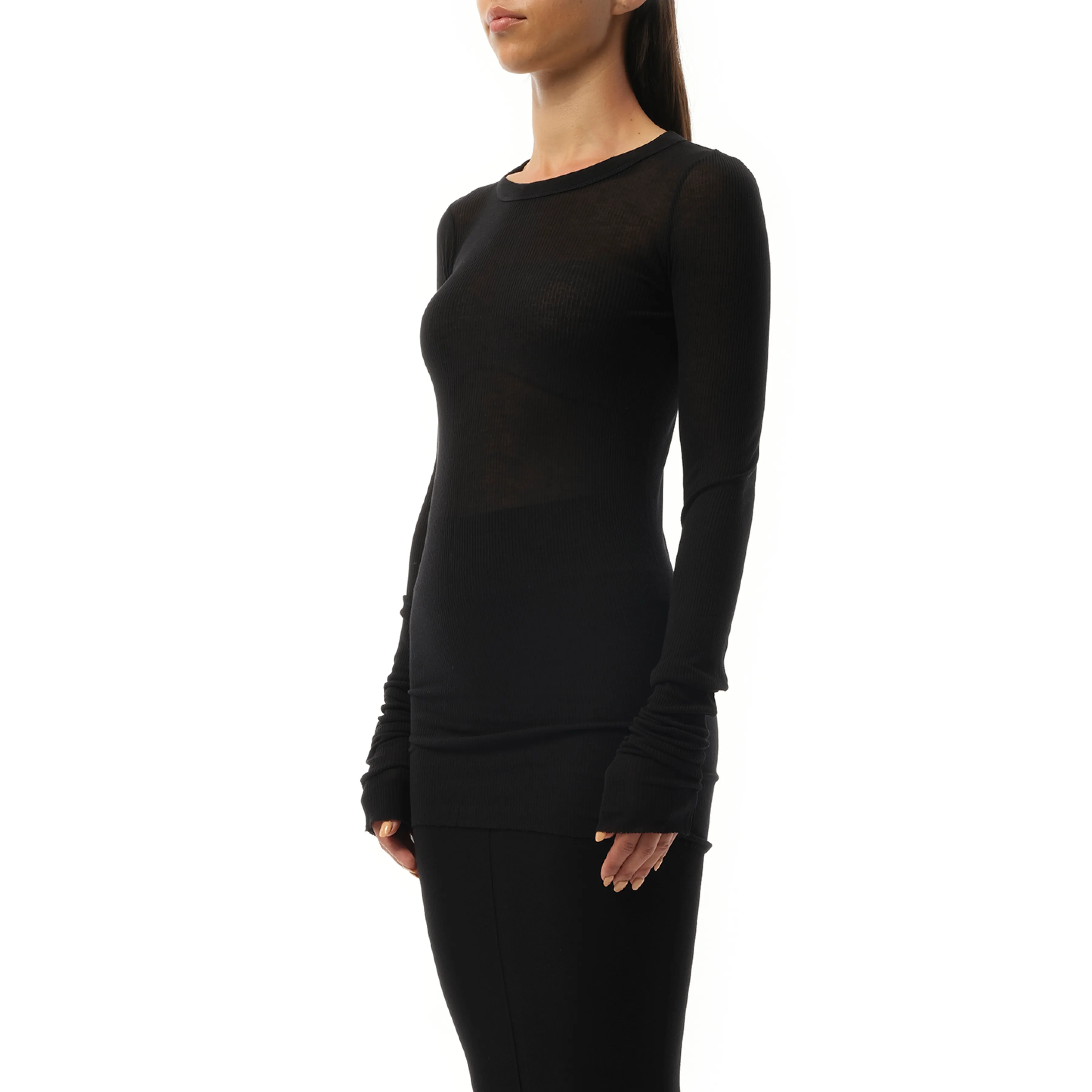 Rib Long Sleeve T-Shirt in Black sold by MARAIS product image thumbnail 5