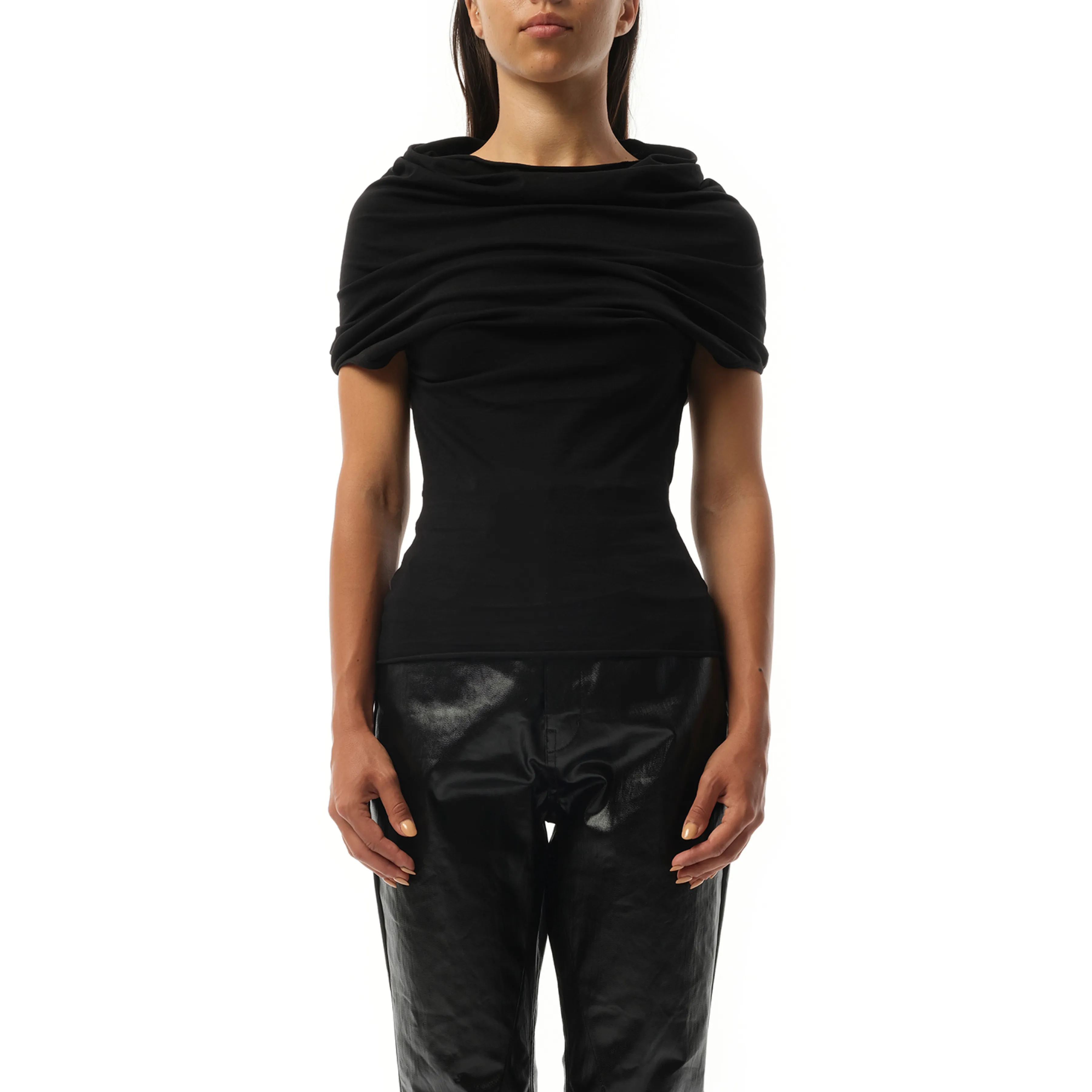 Jersey Shroud Top in Black sold by MARAIS