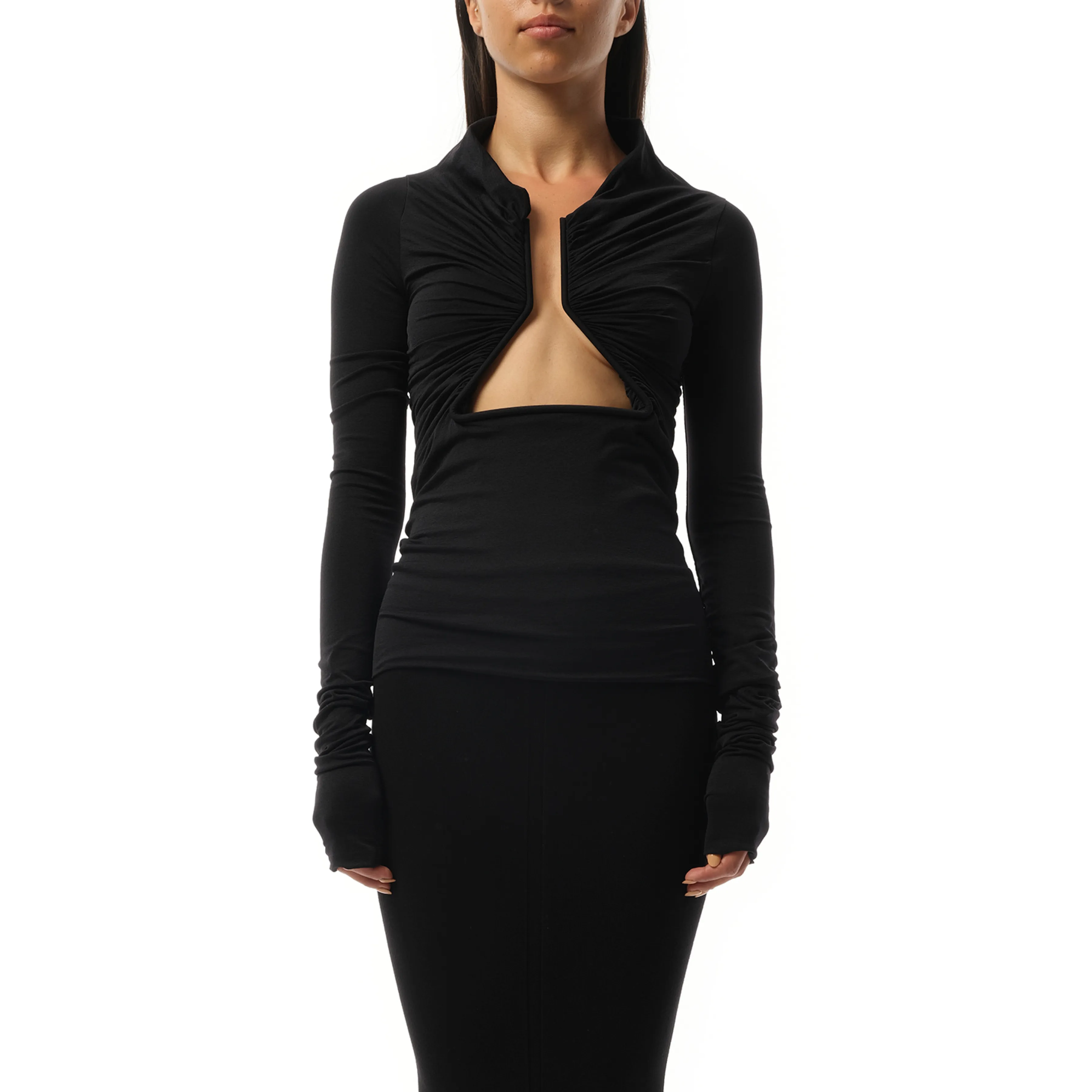 Jersey Long Sleeve Prong in Black sold by MARAIS