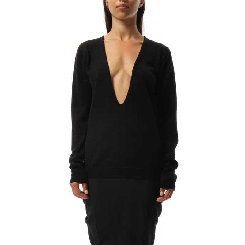 Extreme V Neck Pullover in Black sold by MARAIS
