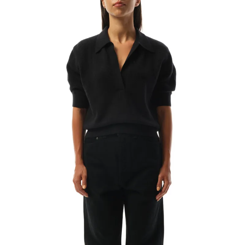 Shrunken Jo Polo in Black sold by MARAIS