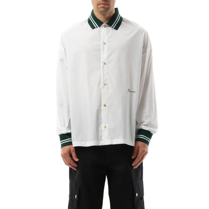 La Chemise Baseball Long Sleeve in White made by Jacquemus