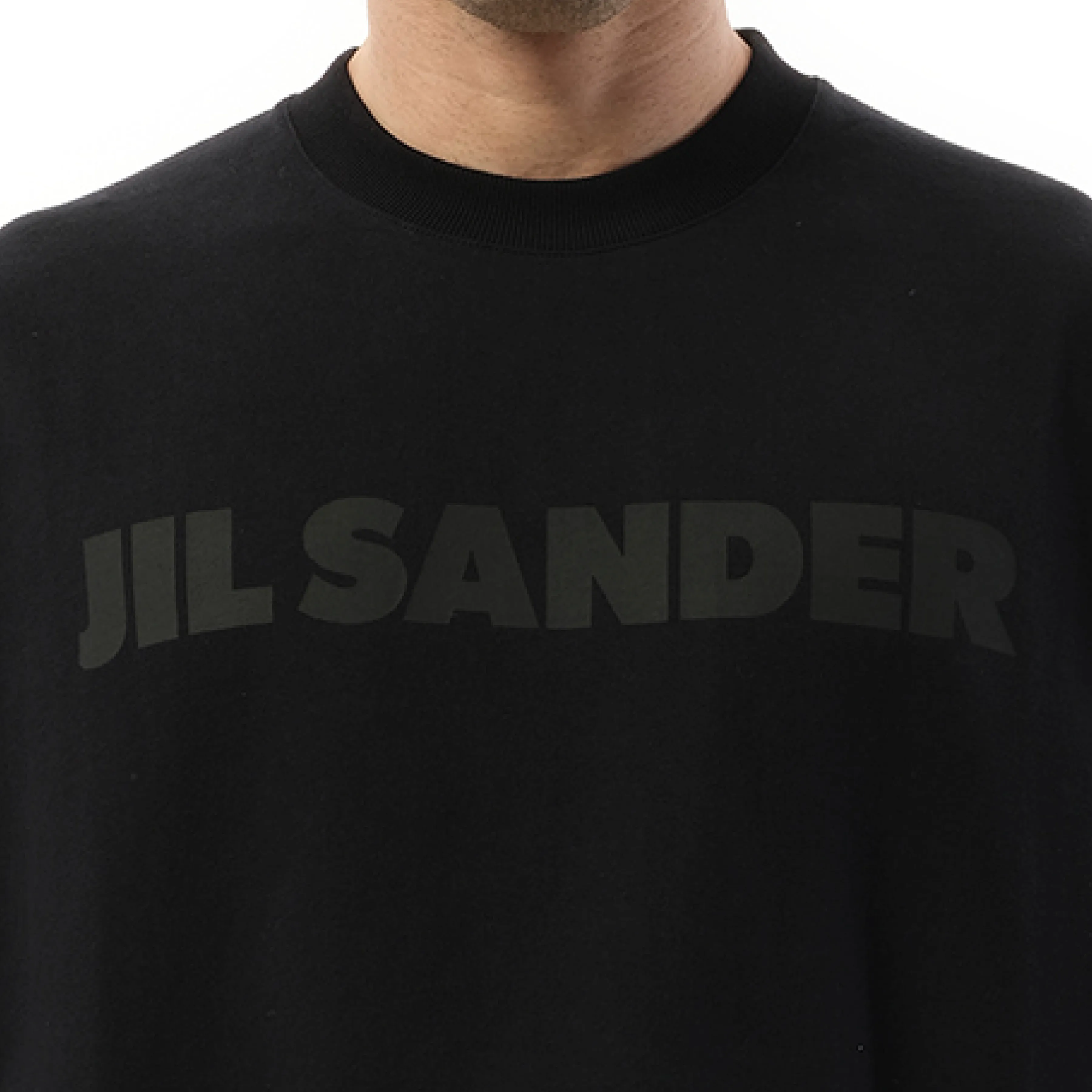 Tonal Jil Sander Logo Long Sleeve T-Shirt in Black sold by MARAIS product image thumbnail 3