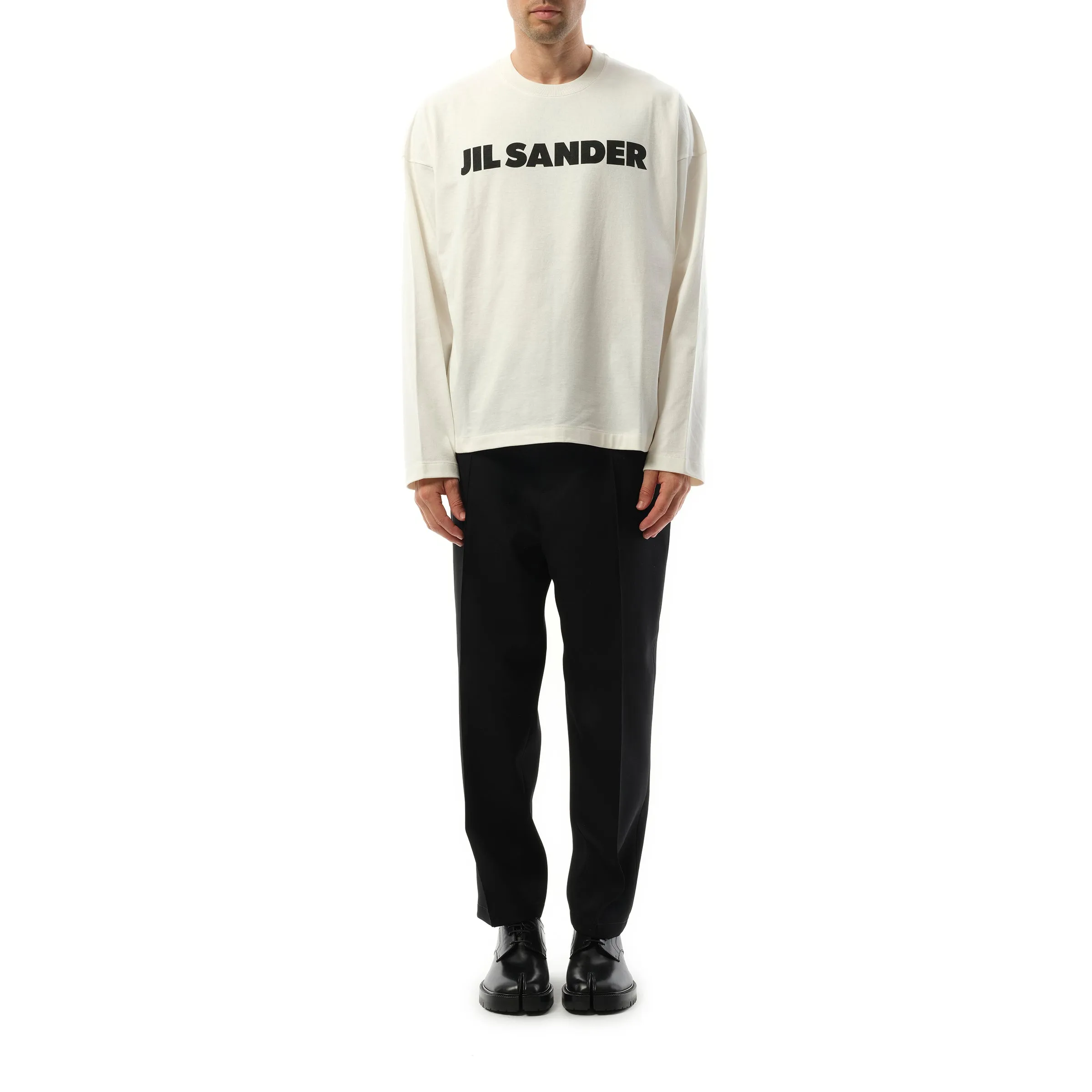 Jil Sander Logo Long Sleeve T-Shirt in Porcelain sold by MARAIS product image thumbnail 4