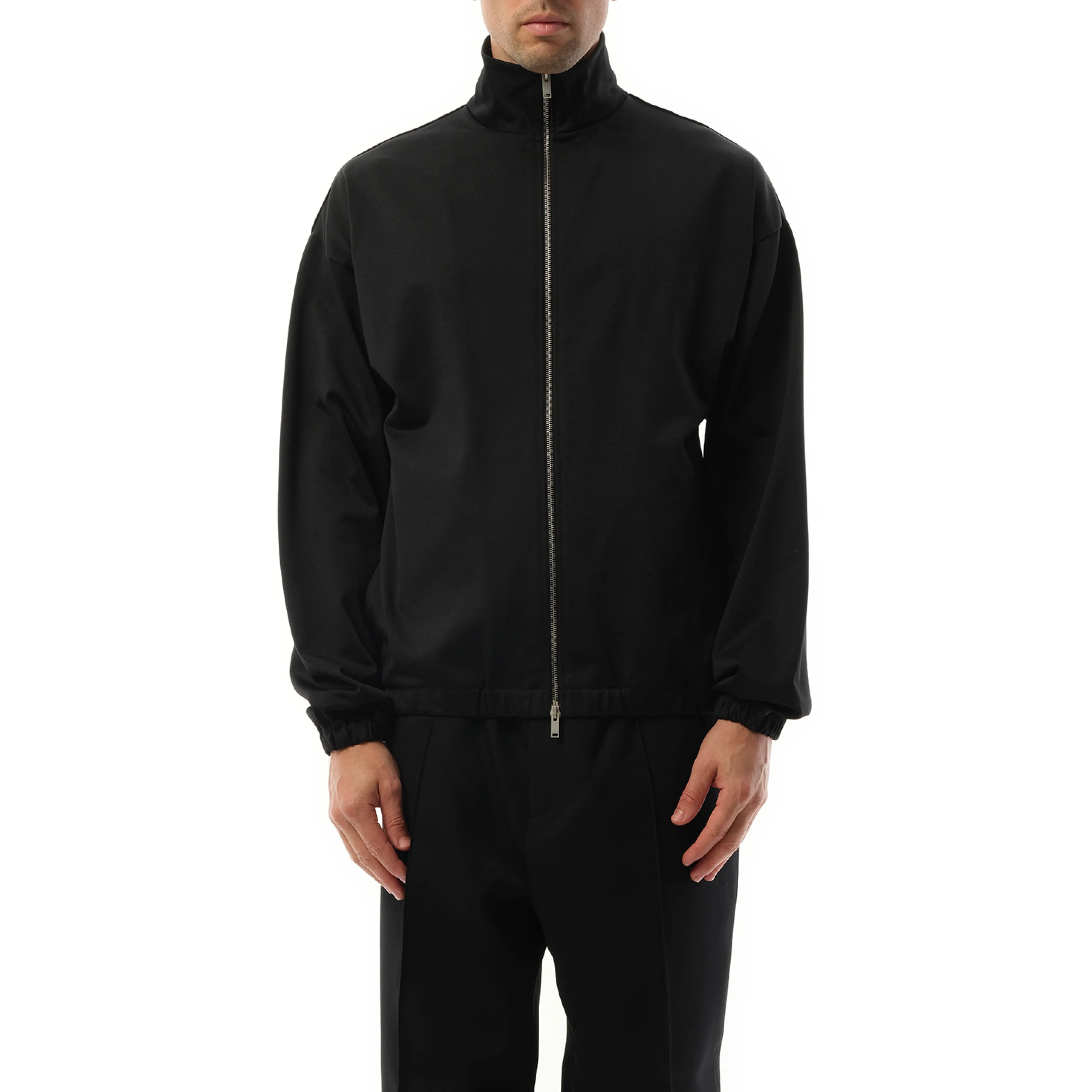 High Neck Zip-Up Sweatshirt in Black sold by MARAIS