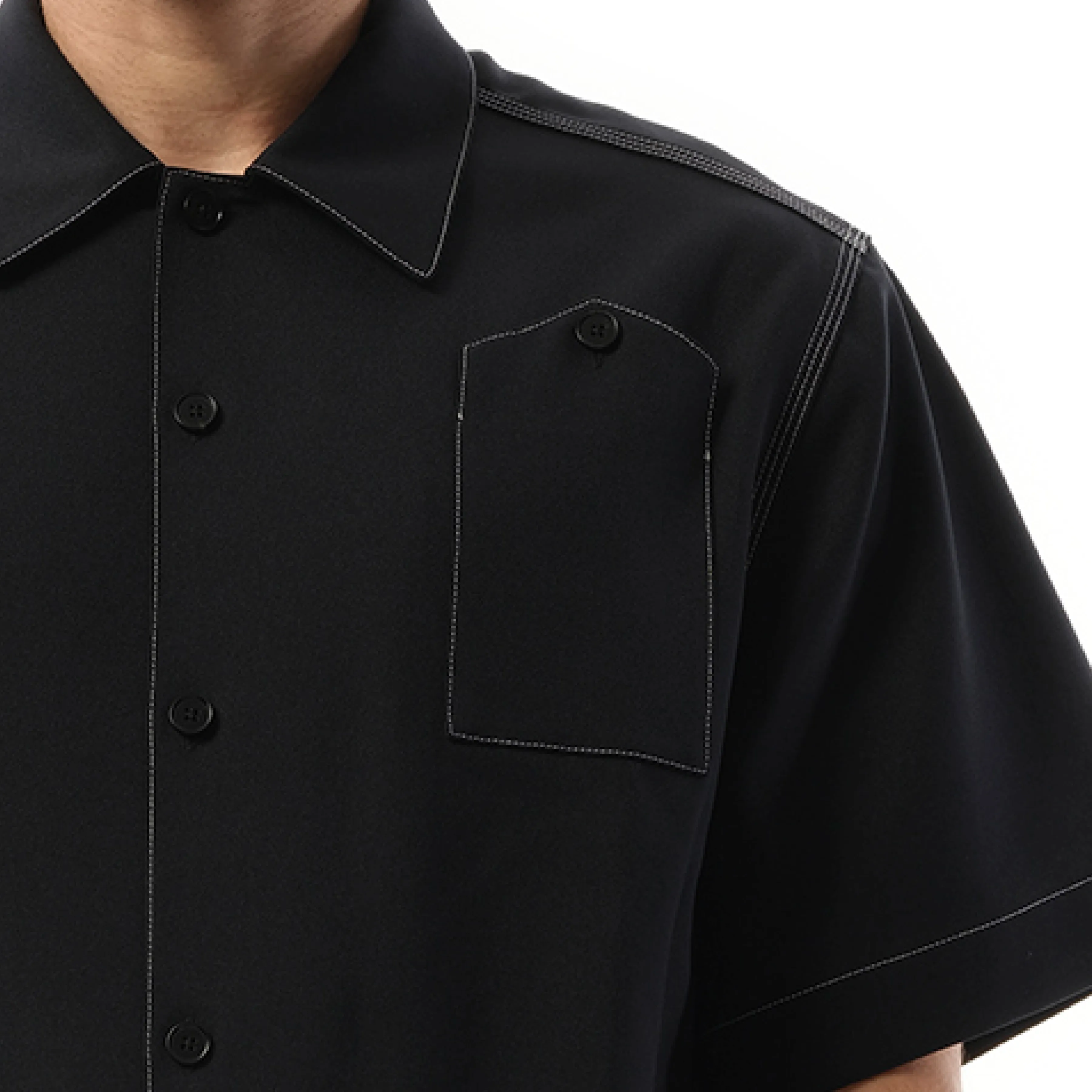 Short Sleeve Shirt 148 in Midnight sold by MARAIS product image thumbnail 3