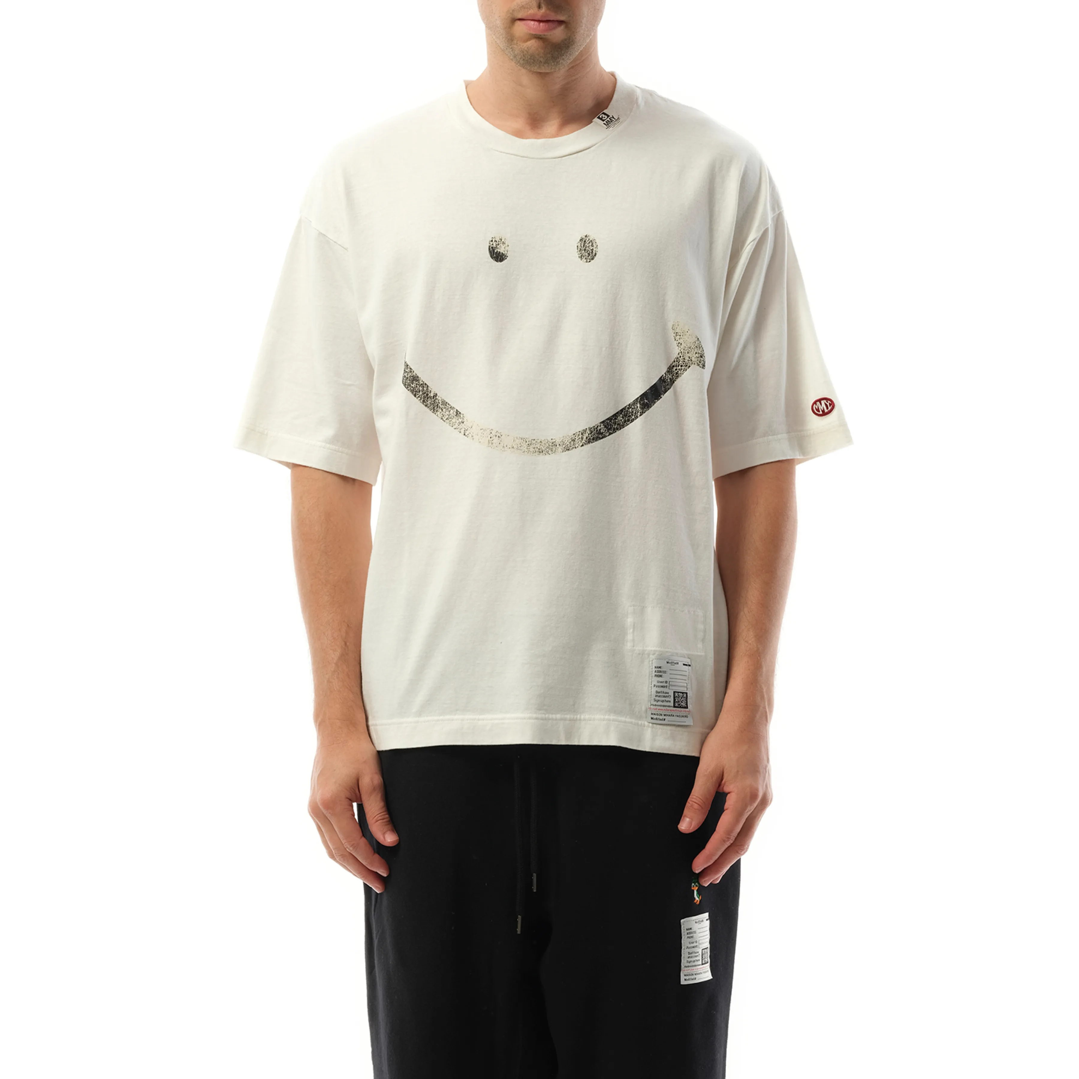 Smily Face Printed T-Shirt in White sold by MARAIS