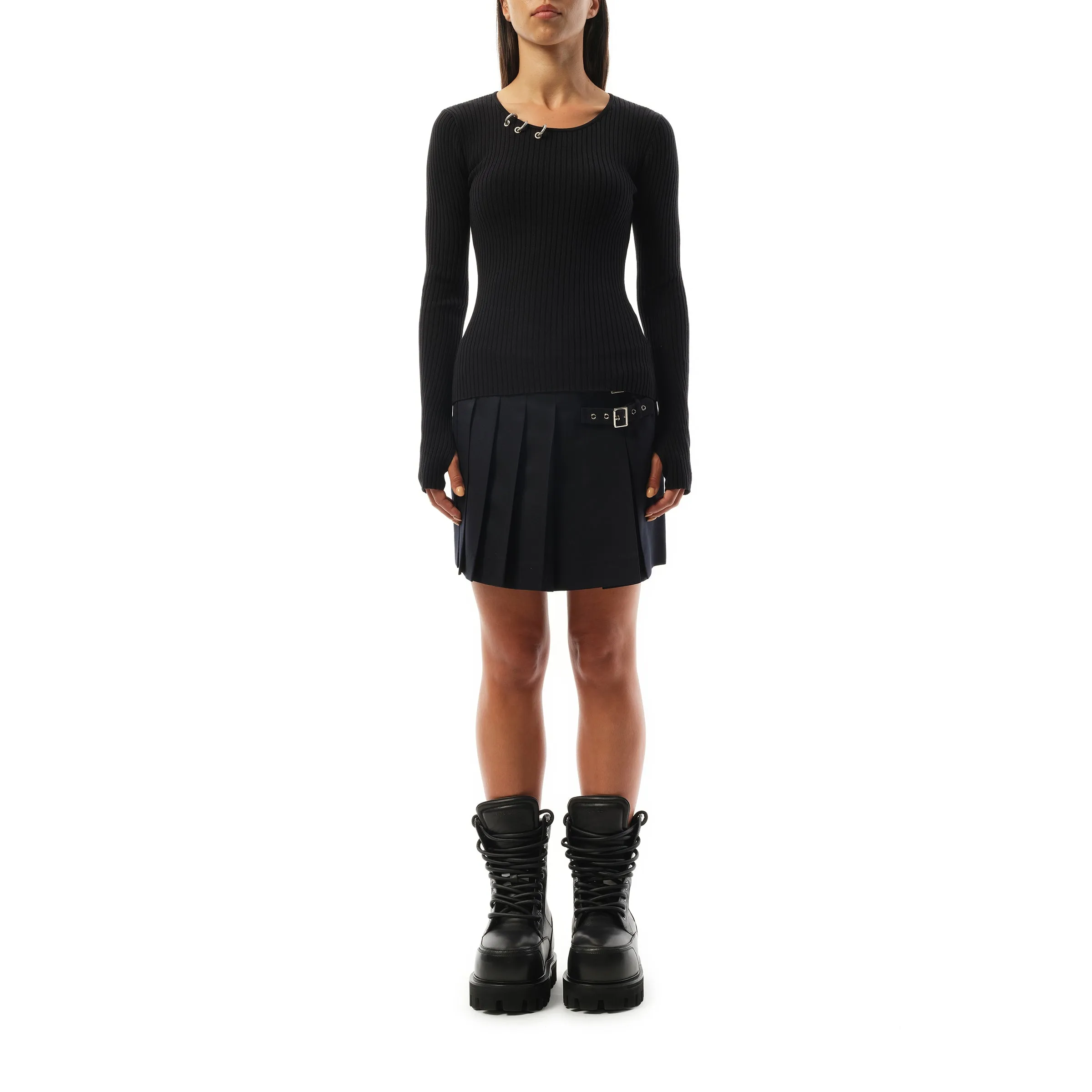 Womens Knit Long-Sleeved Top in Black sold by MARAIS product image thumbnail 4
