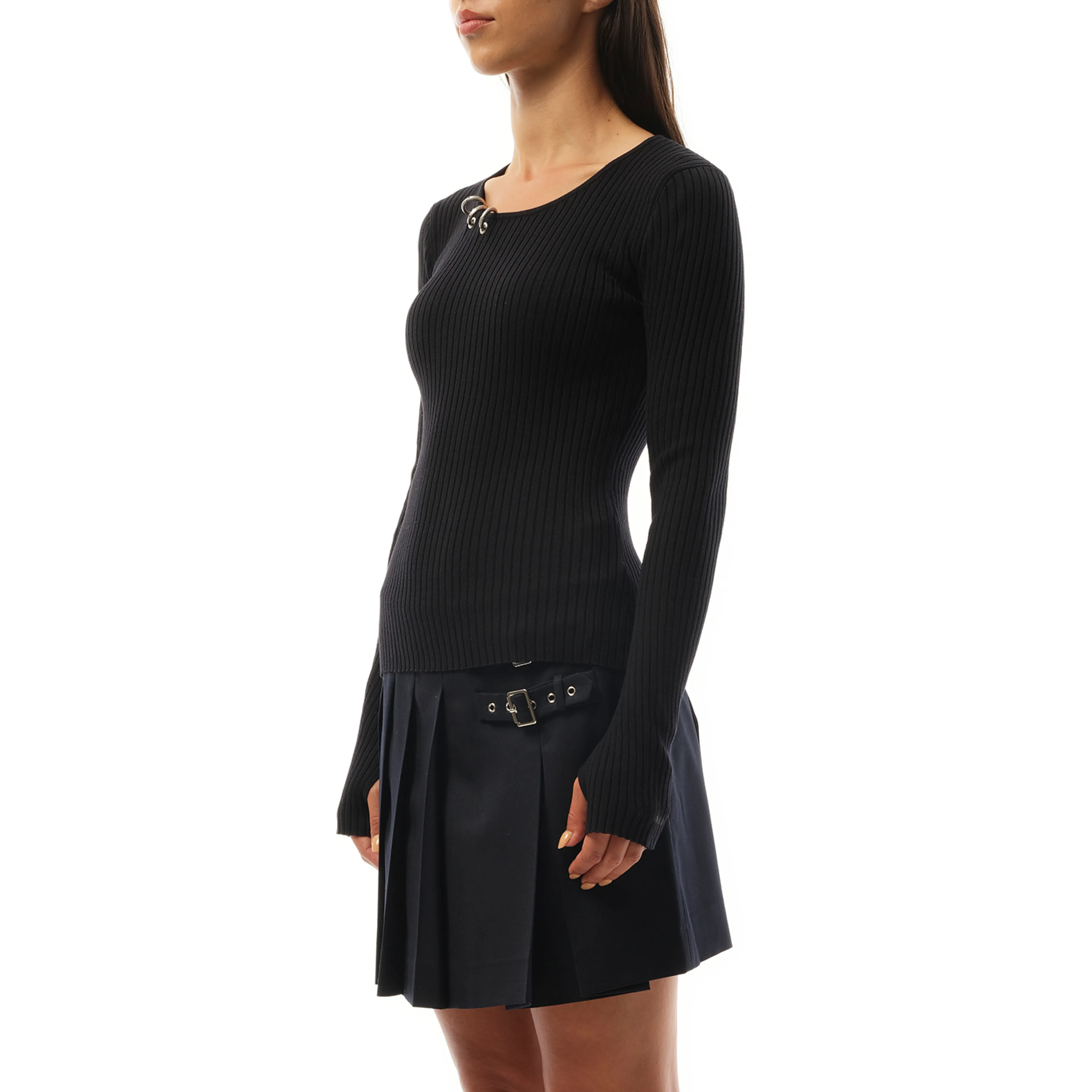 Womens Knit Long-Sleeved Top in Black sold by MARAIS product image thumbnail 5
