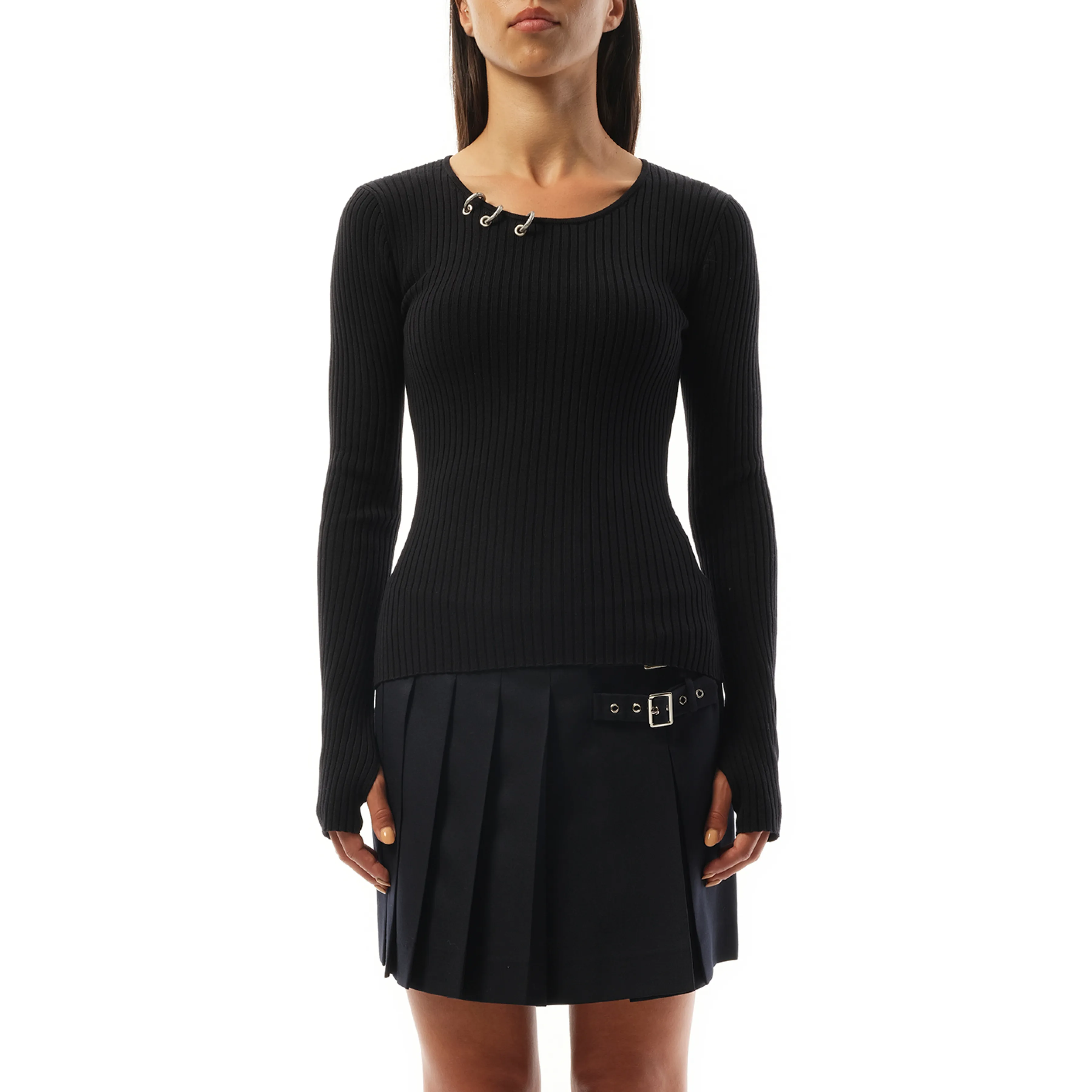 Womens Knit Long-Sleeved Top in Black sold by MARAIS