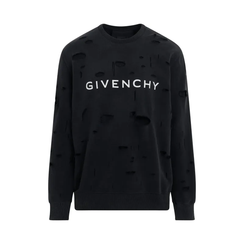 Archetype Sweatshirt with Destroyed Effect in Faded Black sold by MARAIS