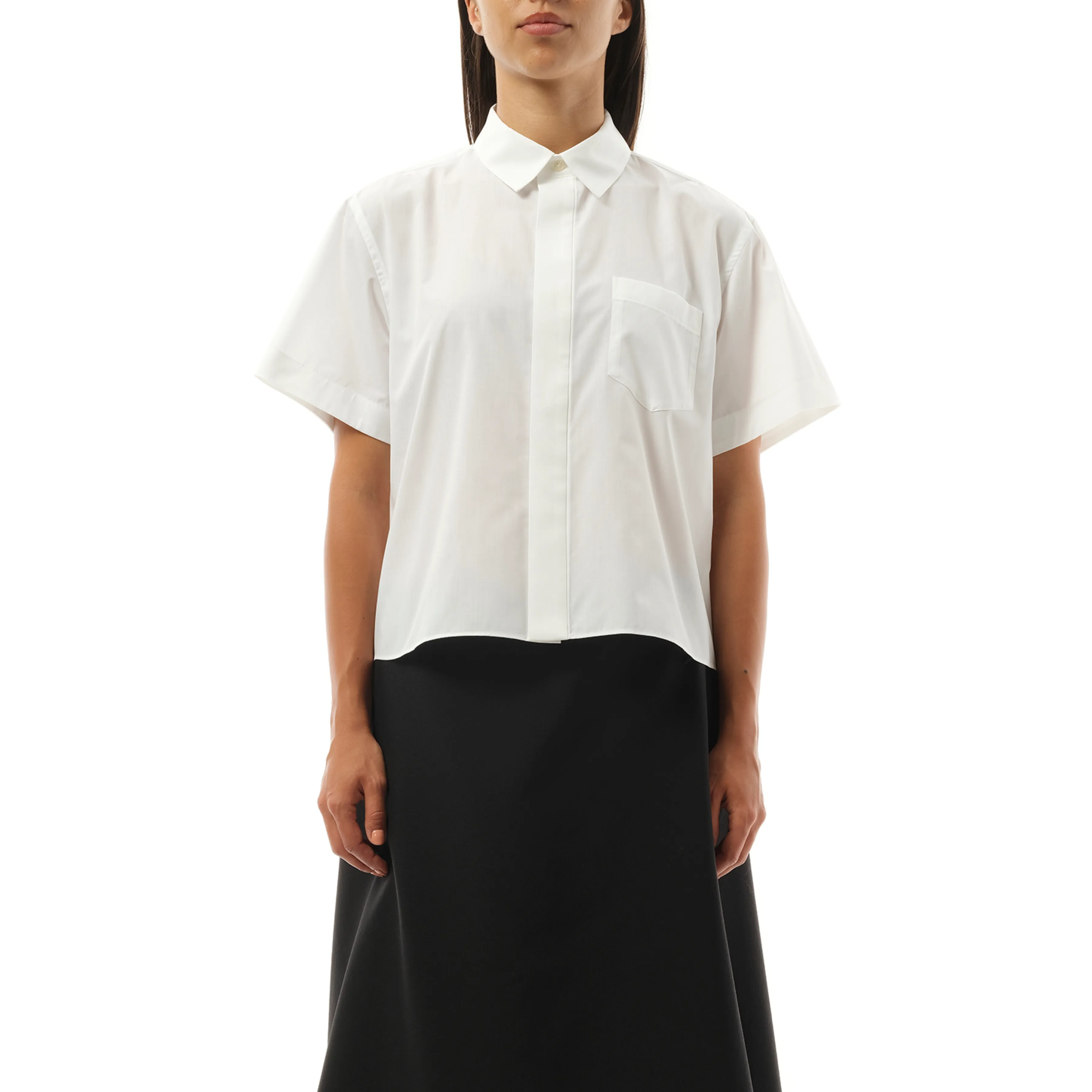 Short-sleeve Cotton Poplin Shirt in Off White sold by MARAIS