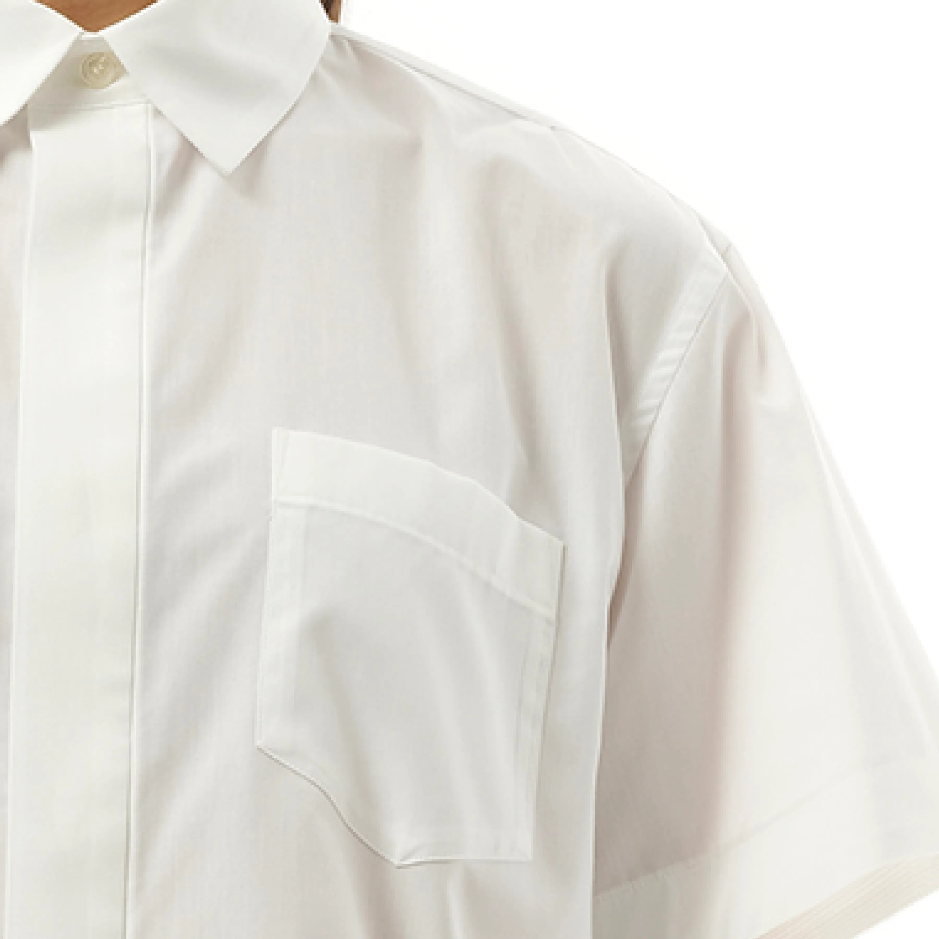 Short-sleeve Cotton Poplin Shirt in Off White sold by MARAIS product image thumbnail 3