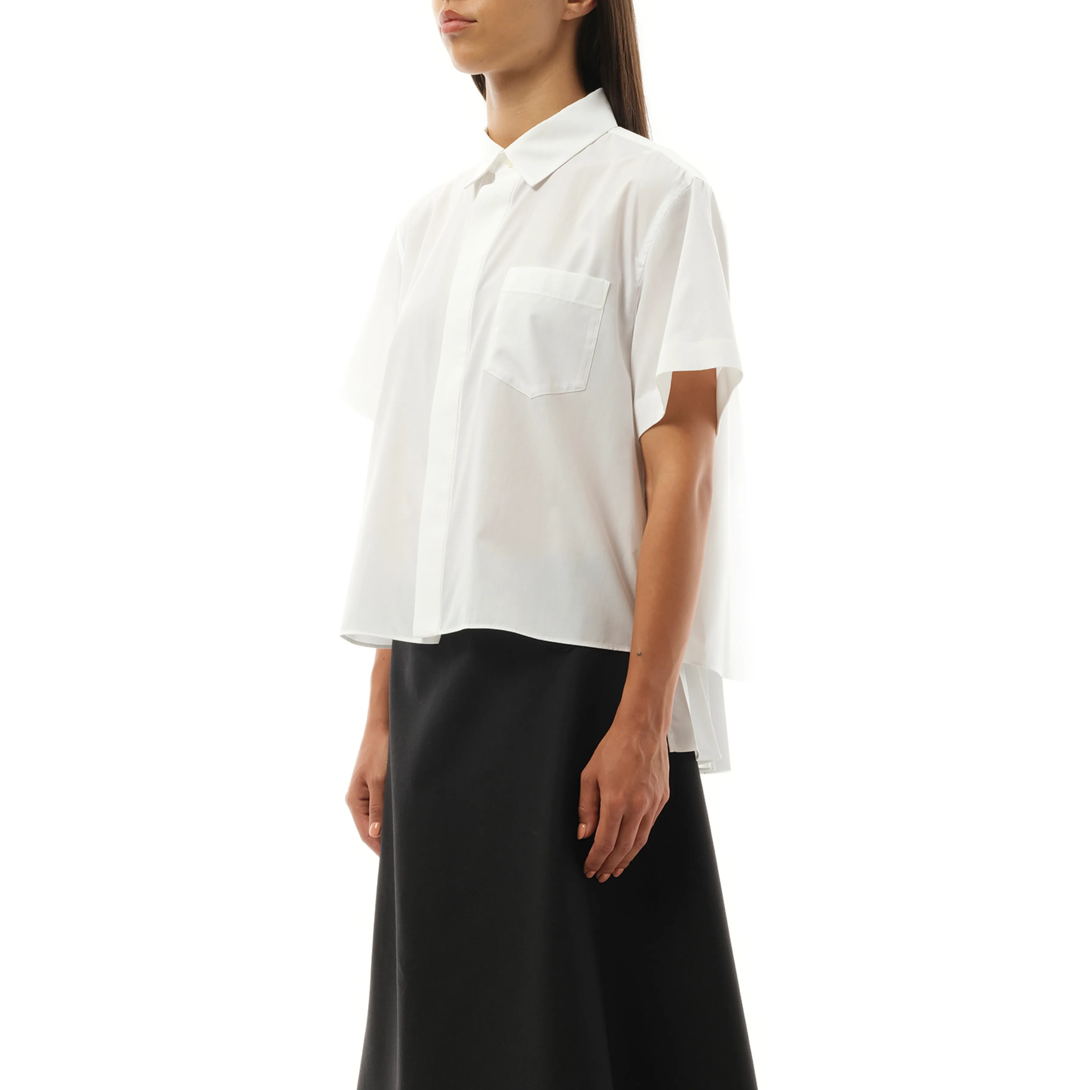 Short-sleeve Cotton Poplin Shirt in Off White sold by MARAIS product image thumbnail 5