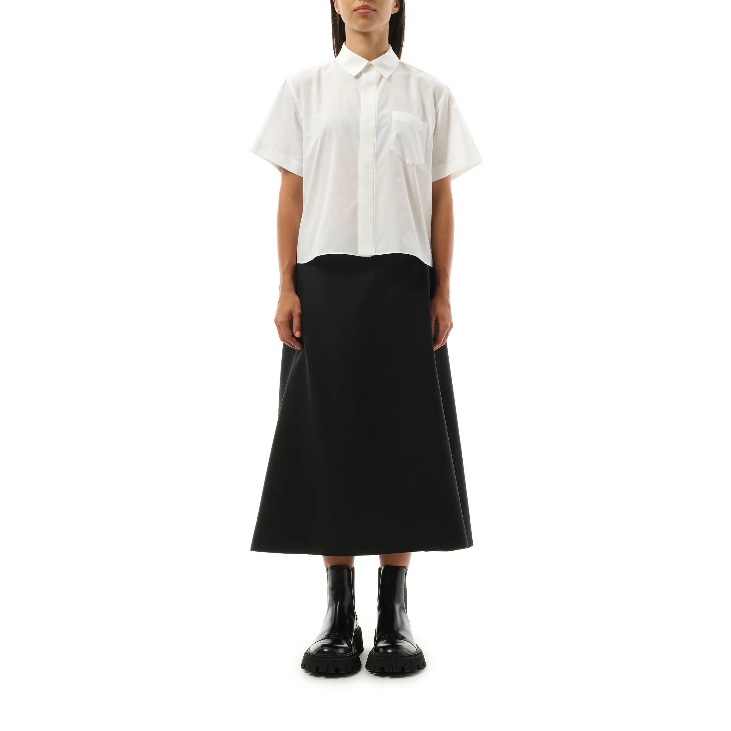 Short-sleeve Cotton Poplin Shirt in Off White sold by MARAIS product image thumbnail 4