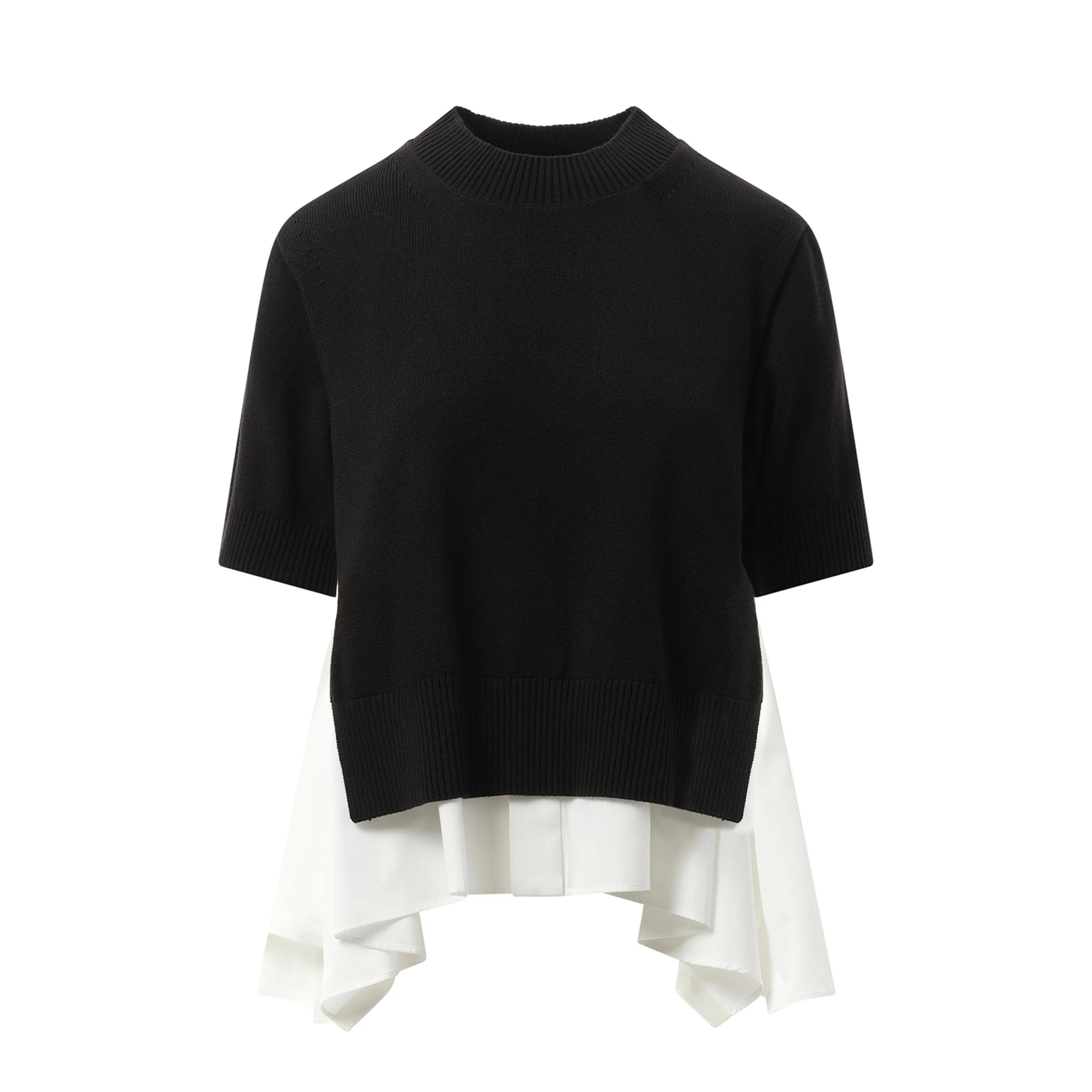 Cotton Poplin x Knit Pullover in Black/Off White sold by MARAIS product image thumbnail 2